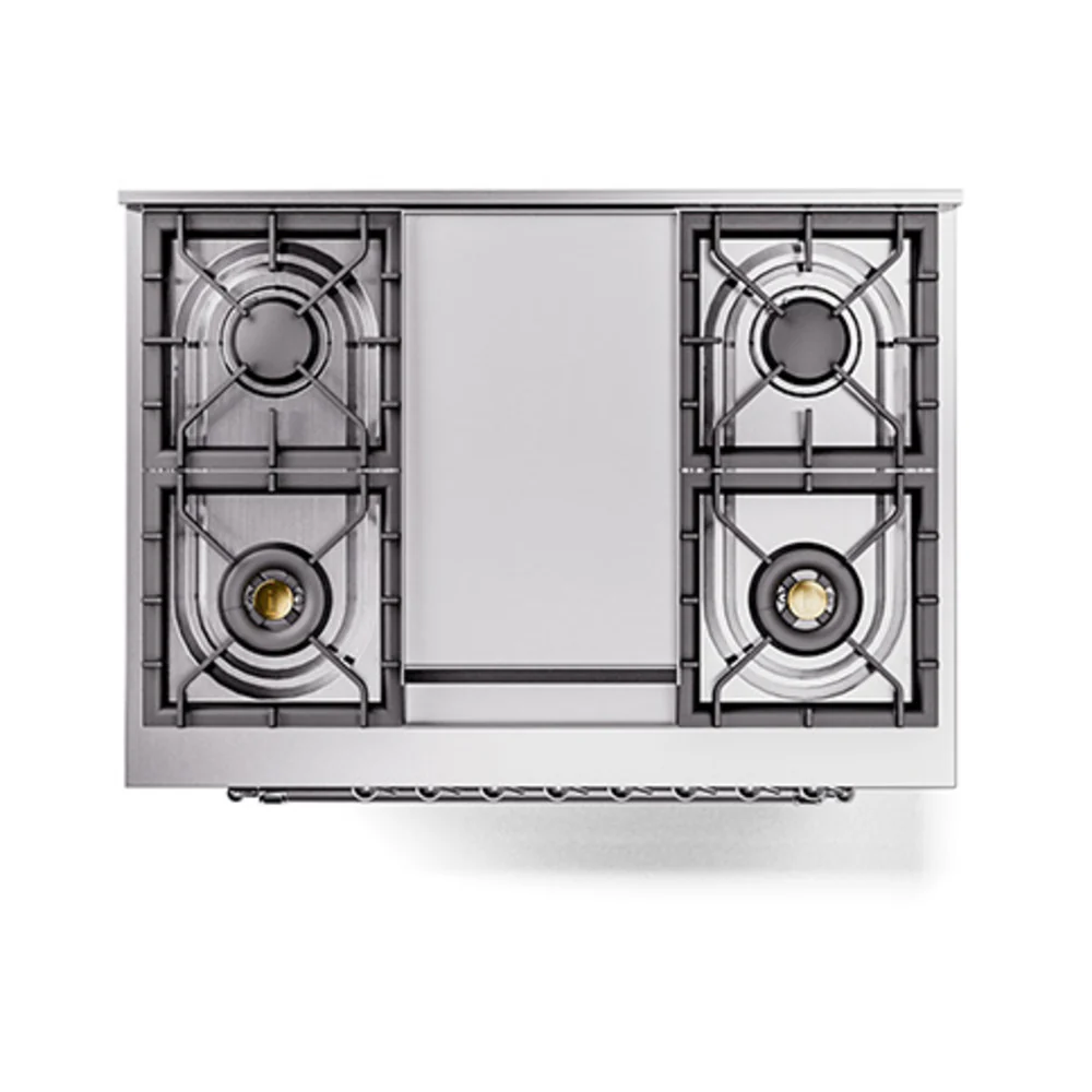 ILVE Nostalgie II Noblesse 36-Inch Natural Gas Dual Fuel Range and Solid Door Oven in Burgundy with Chrome Trim (UN36FQNMPBUC) - Image 3