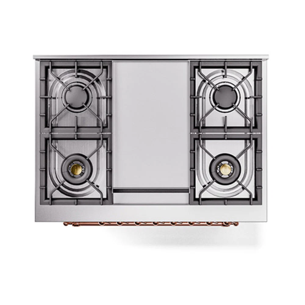 ILVE Nostalgie II Noblesse 36-Inch Natural Gas Dual Fuel Range and Solid Door Oven in Custom RAL with Copper Trim (UN36FQNMPRAP) - Image 3