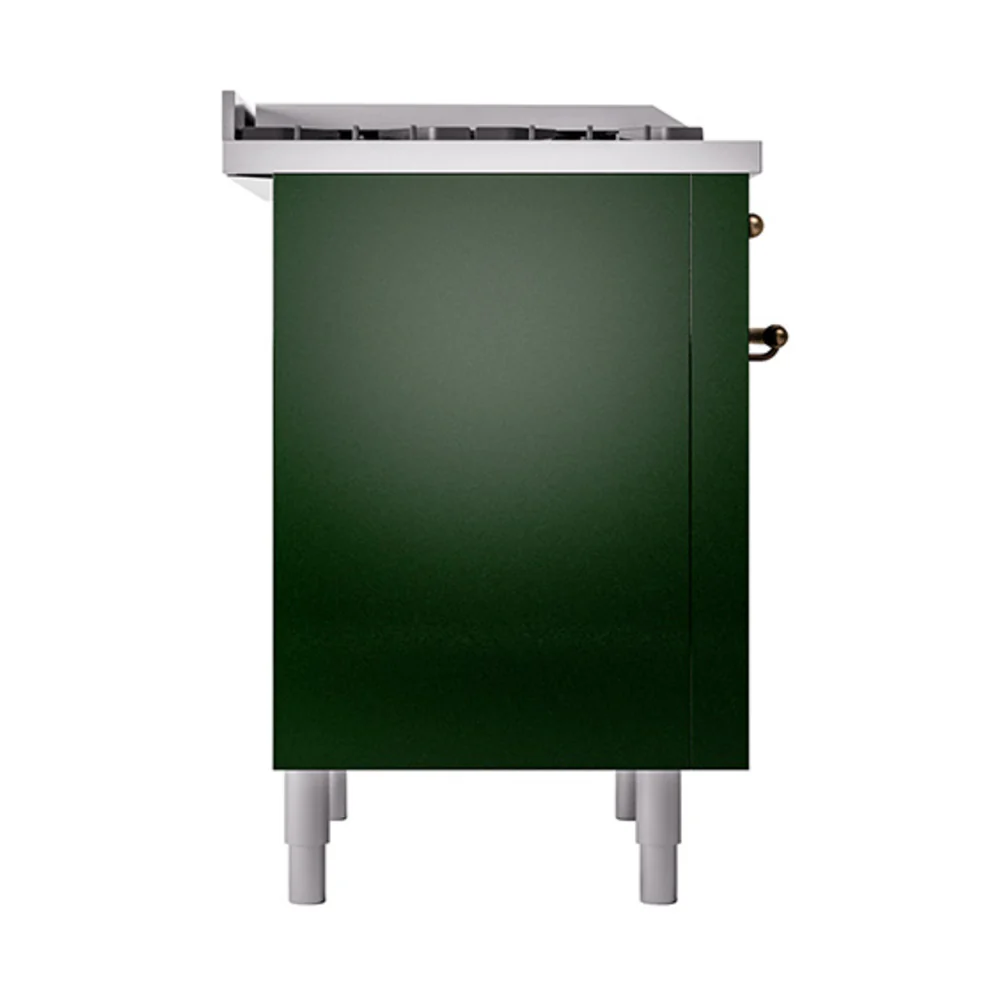 ILVE Nostalgie II Noblesse 36-Inch Natural Gas Dual Fuel Range and Solid Door Oven in Emerald Green with Bronze Trim (UN36FQNMPEGB) - Image 4