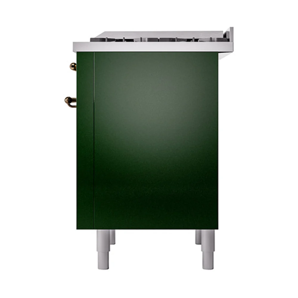 ILVE Nostalgie II Noblesse 36-Inch Natural Gas Dual Fuel Range and Solid Door Oven in Emerald Green with Bronze Trim (UN36FQNMPEGB) - Image 5