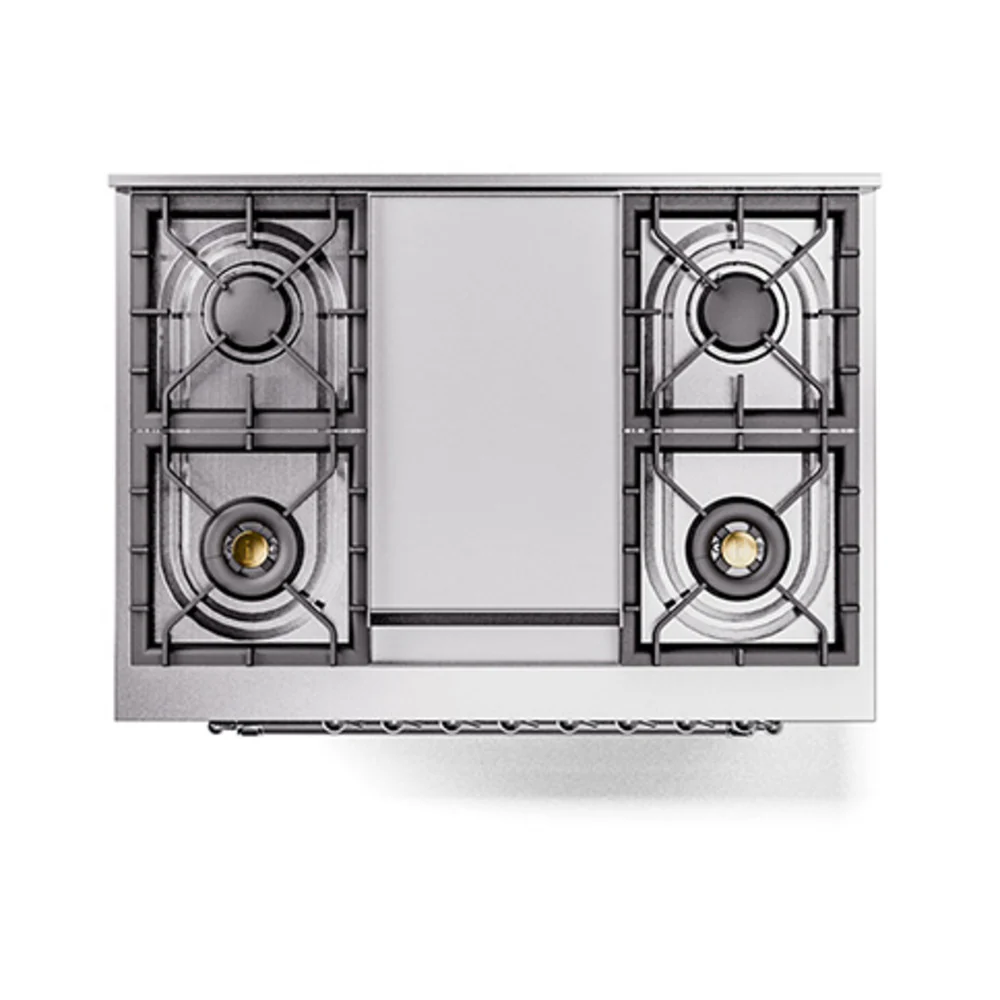 ILVE Nostalgie II Noblesse 36-Inch Natural Gas Dual Fuel Range and Solid Door Oven in Emerald Green with Chrome Trim (UN36FQNMPEGC) - Image 3