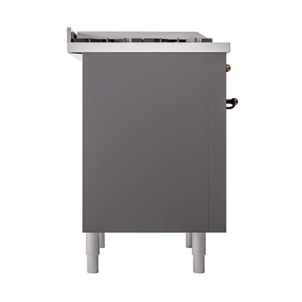 ILVE Nostalgie II Noblesse 36-Inch Natural Gas Dual Fuel Range and Solid Door Oven in Matte Graphite with Bronze Trim (UN36FQNMPMGB) - Image 4
