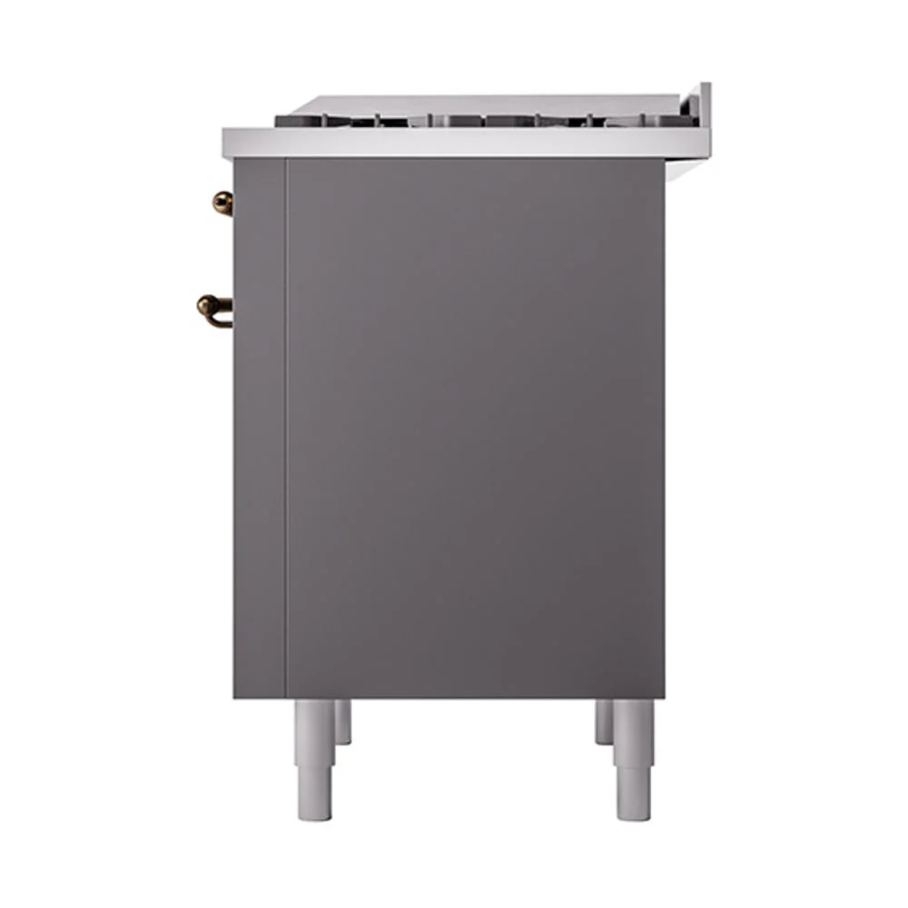 ILVE Nostalgie II Noblesse 36-Inch Natural Gas Dual Fuel Range and Solid Door Oven in Matte Graphite with Bronze Trim (UN36FQNMPMGB) - Image 5