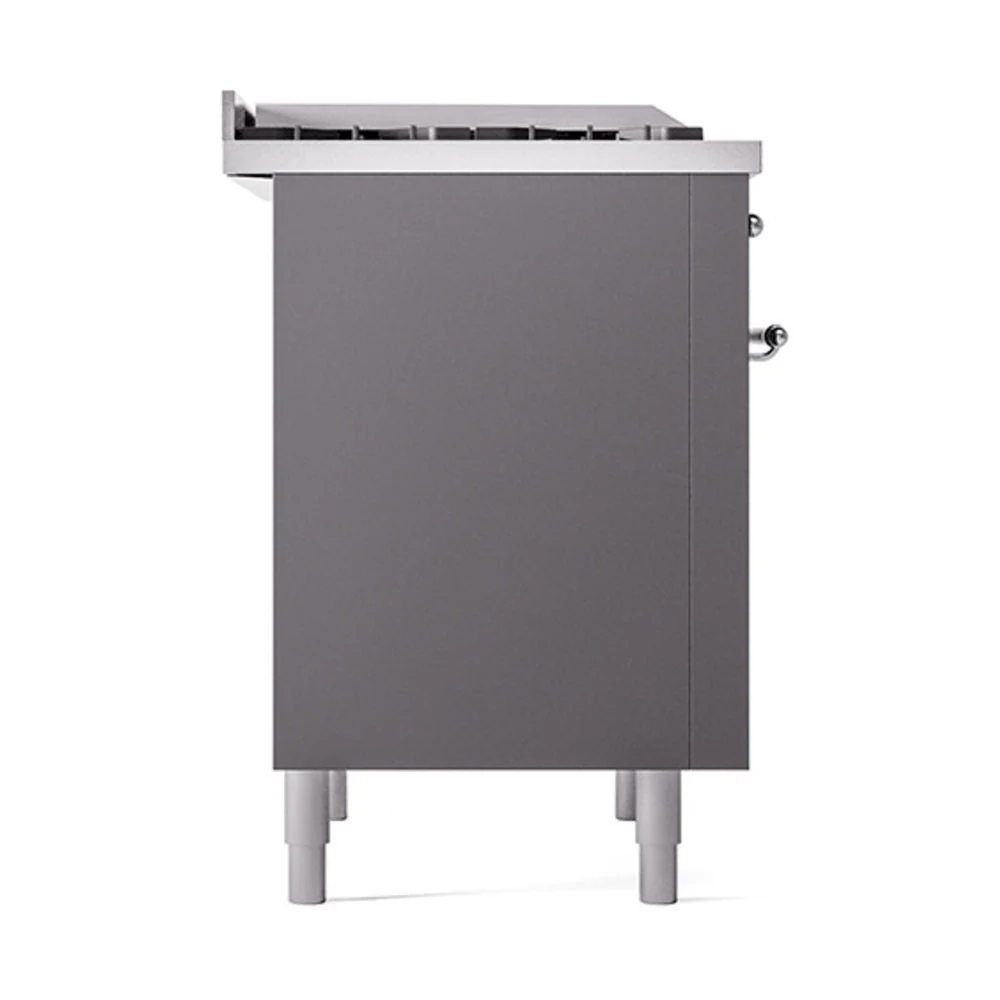 ILVE Nostalgie II Noblesse 36-Inch Natural Gas Dual Fuel Range and Solid Door Oven in Matte Graphite with Chrome Trim (UN36FQNMPMGC) - Image 4
