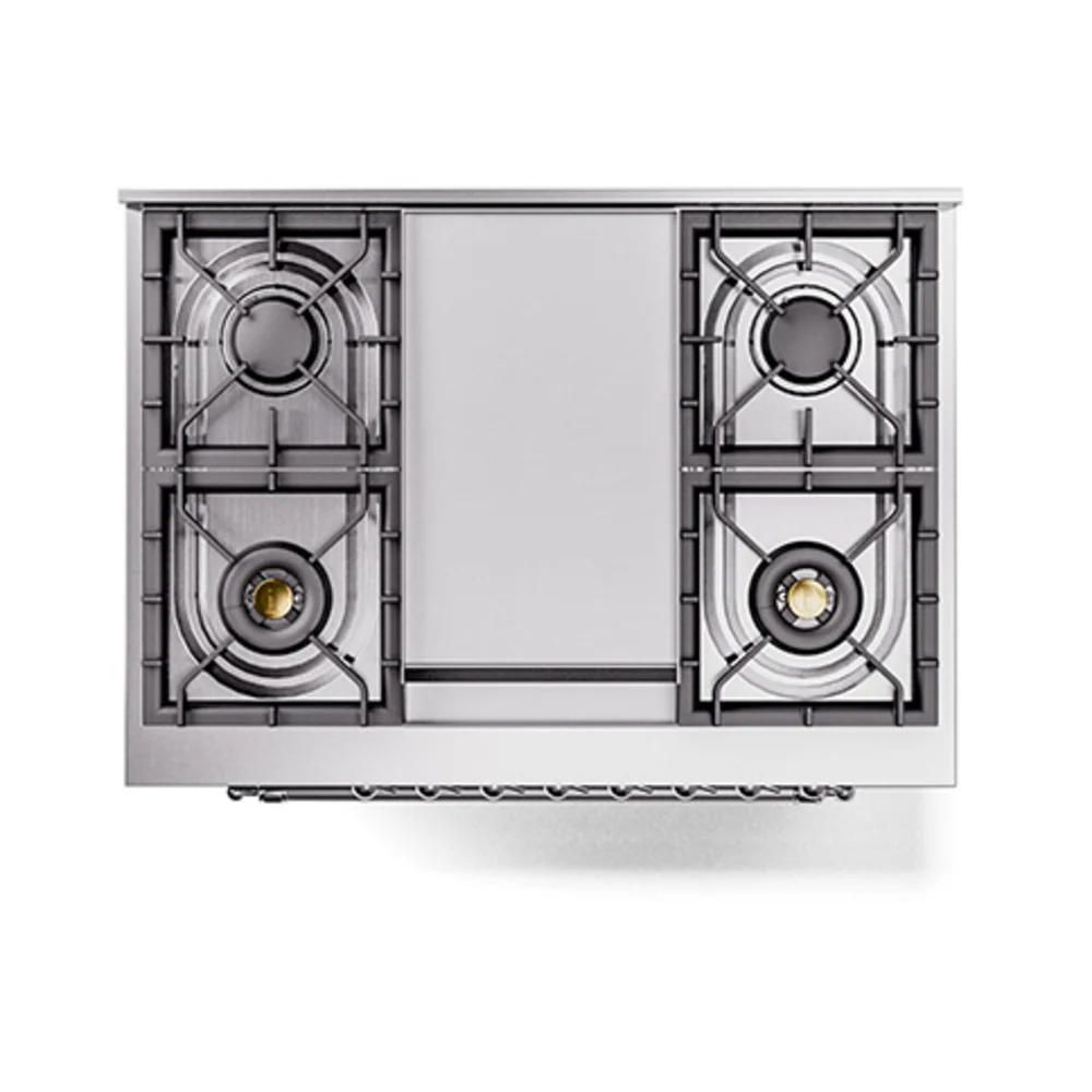 ILVE Nostalgie II Noblesse 36-Inch Natural Gas Dual Fuel Range and Solid Door Oven in Midnight Blue with Chrome Trim (UN36FQNMPMBC) - Image 3