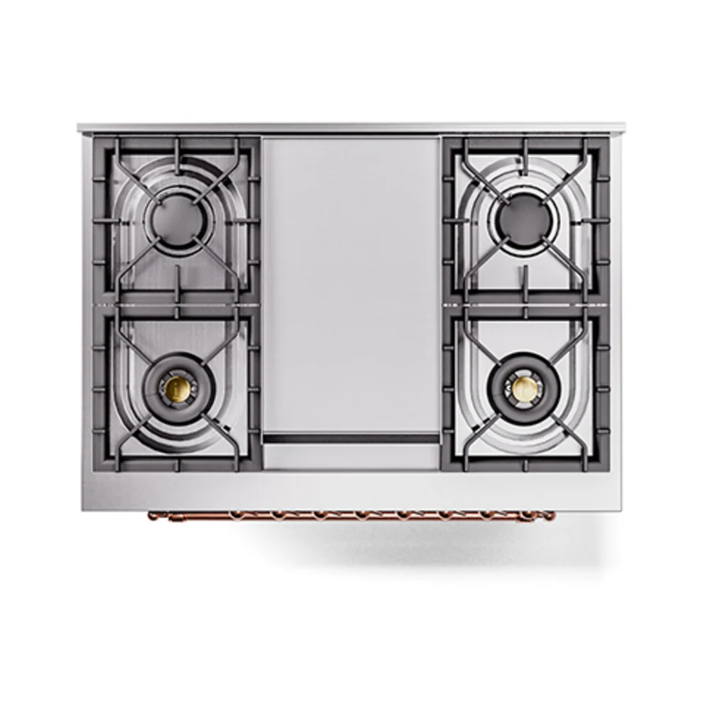 ILVE Nostalgie II Noblesse 36-Inch Natural Gas Dual Fuel Range and Solid Door Oven in Midnight Blue with Copper Trim (UN36FQNMPMBP) - Image 3