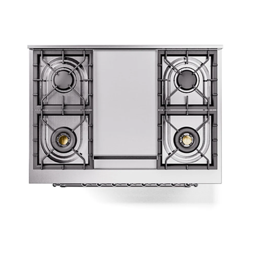 ILVE Nostalgie II Noblesse 36-Inch Natural Gas Dual Fuel Range and Solid Door Oven in Stainless Steel with Chrome Trim (UN36FQNMPSSC) - Image 3