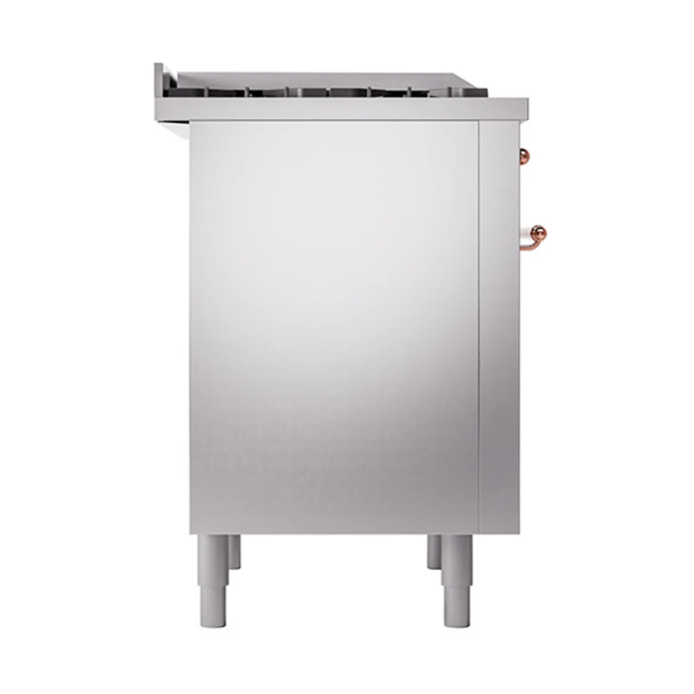 ILVE Nostalgie II Noblesse 36-Inch Natural Gas Dual Fuel Range and Solid Door Oven in Stainless Steel with Copper Trim (UN36FQNMPSSP) - Image 4