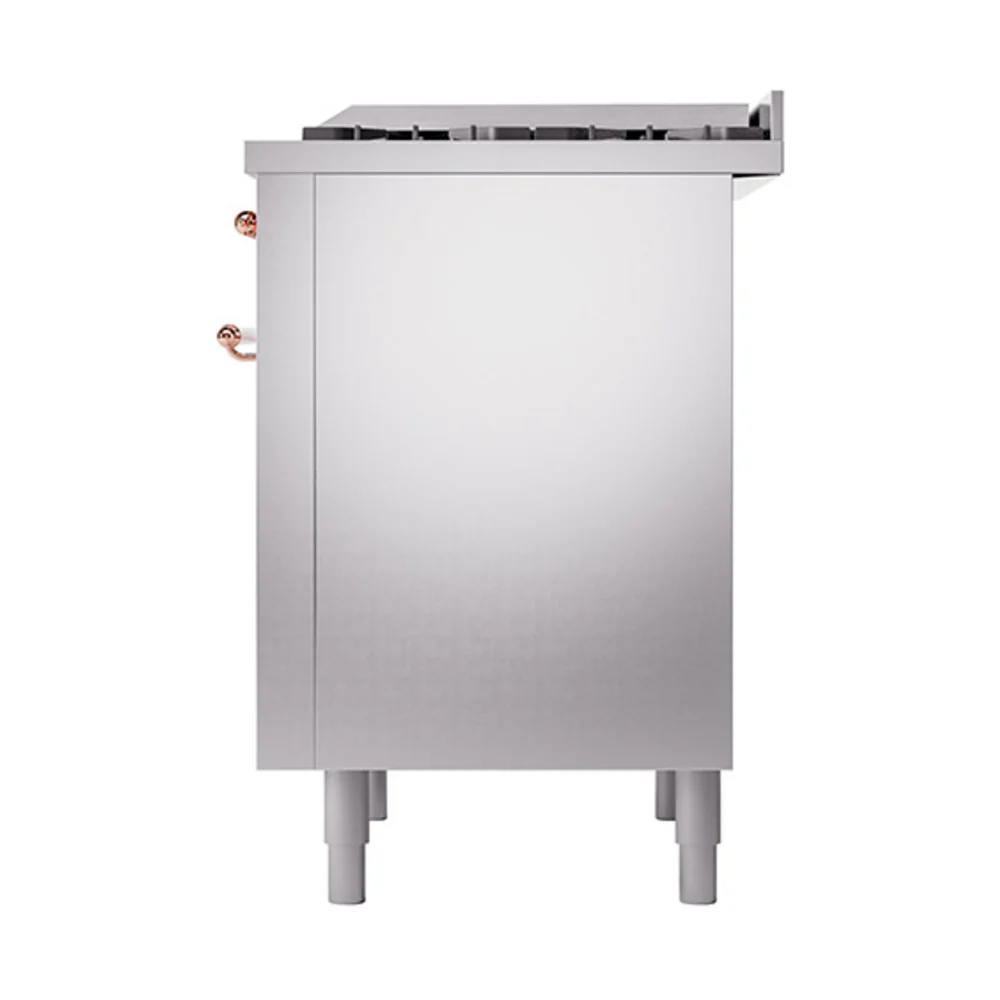 ILVE Nostalgie II Noblesse 36-Inch Natural Gas Dual Fuel Range and Solid Door Oven in Stainless Steel with Copper Trim (UN36FQNMPSSP) - Image 5