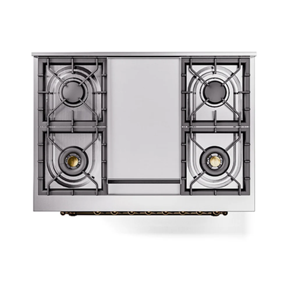 ILVE Nostalgie II Noblesse 36-Inch Natural Gas Dual Fuel Range and Solid Door Oven in White with Bronze Trim (UN36FQNMPWHB) - Image 3