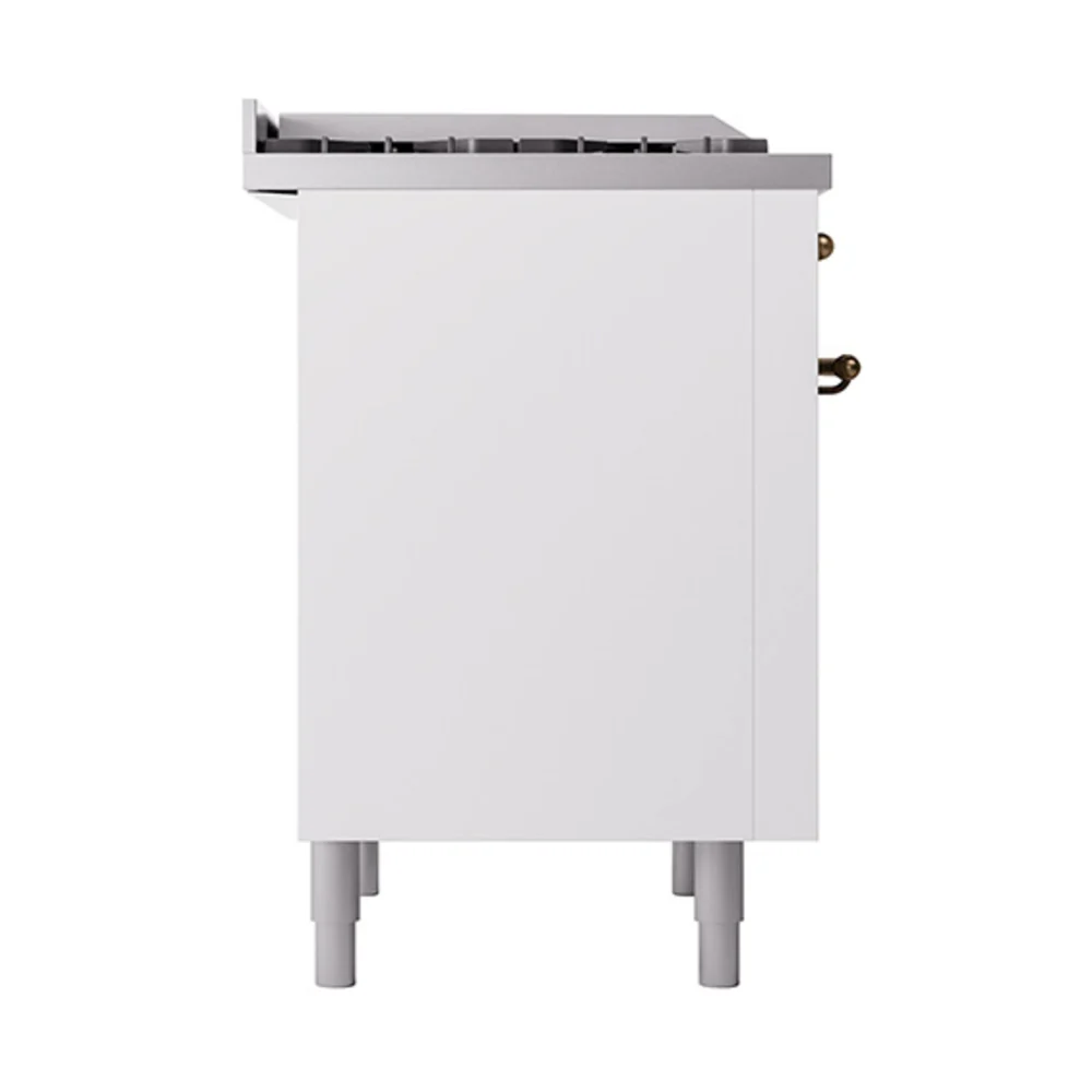 ILVE Nostalgie II Noblesse 36-Inch Natural Gas Dual Fuel Range and Solid Door Oven in White with Bronze Trim (UN36FQNMPWHB) - Image 4