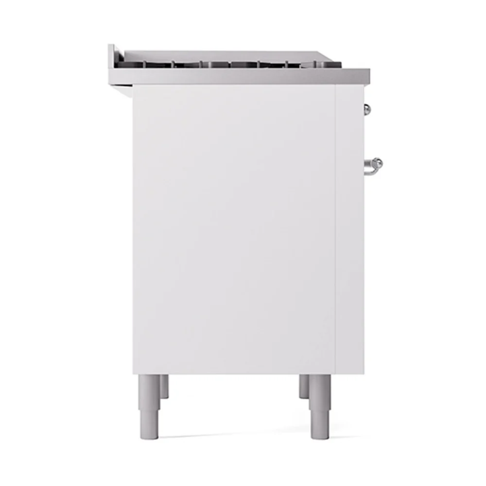 ILVE Nostalgie II Noblesse 36-Inch Natural Gas Dual Fuel Range and Solid Door Oven in White with Chrome Trim (UN36FQNMPWHC) - Image 4