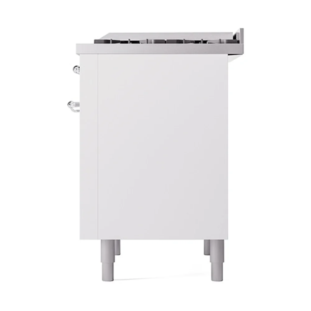 ILVE Nostalgie II Noblesse 36-Inch Natural Gas Dual Fuel Range and Solid Door Oven in White with Chrome Trim (UN36FQNMPWHC) - Image 5