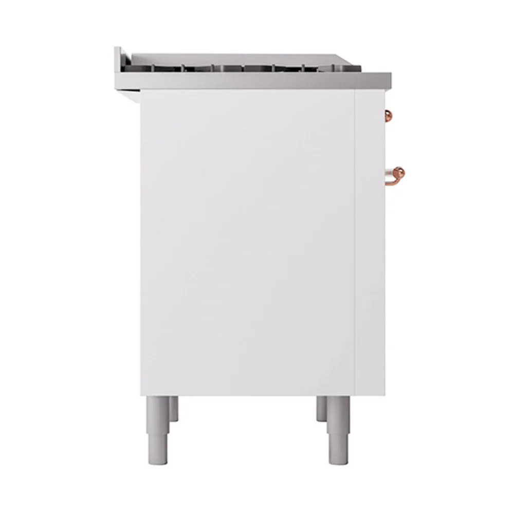 ILVE Nostalgie II Noblesse 36-Inch Natural Gas Dual Fuel Range and Solid Door Oven in White with Copper Trim (UN36FQNMPWHP) - Image 4