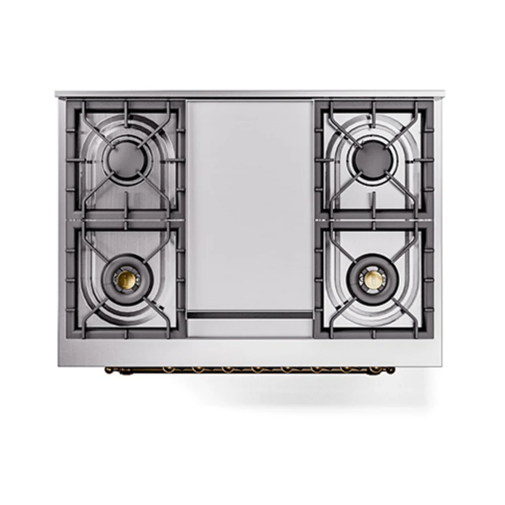 ILVE Nostalgie II Noblesse 36-Inch Natural Gas Dual Fuel Range and Triple Glass Door in Antique White with Bronze Trim (UN36FNMPAWB) - Image 4