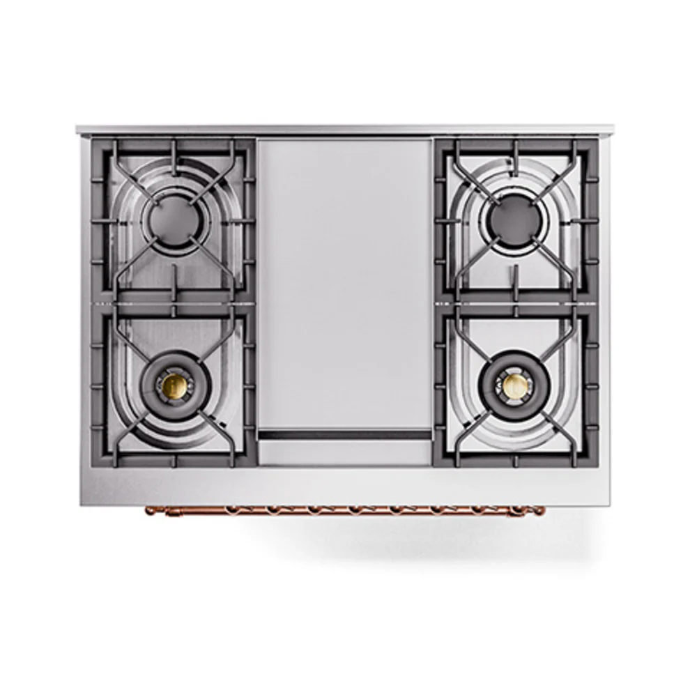 ILVE Nostalgie II Noblesse 36-Inch Natural Gas Dual Fuel Range and Triple Glass Door in Antique White with Copper Trim (UN36FNMPAWP) - Image 4
