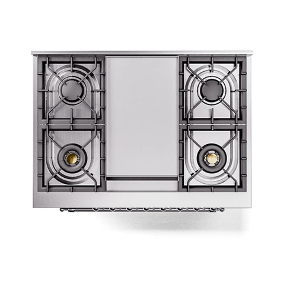 ILVE Nostalgie II Noblesse 36-Inch Natural Gas Dual Fuel Range and Triple Glass Door in Blue Grey with Chrome Trim (UN36FNMPBGC) - Image 4