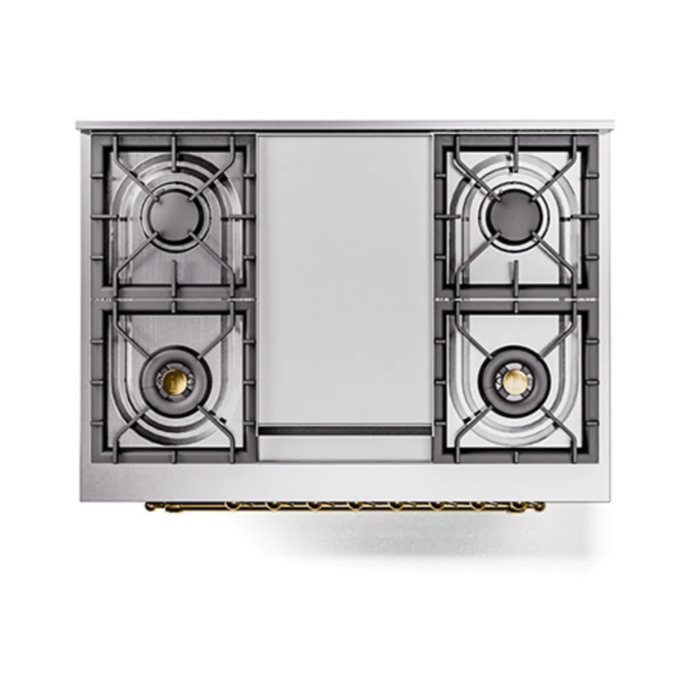 ILVE Nostalgie II Noblesse 36-Inch Natural Gas Dual Fuel Range and Triple Glass Door in Emerald Green with Brass Trim (UN36FNMPEGG) - Image 4