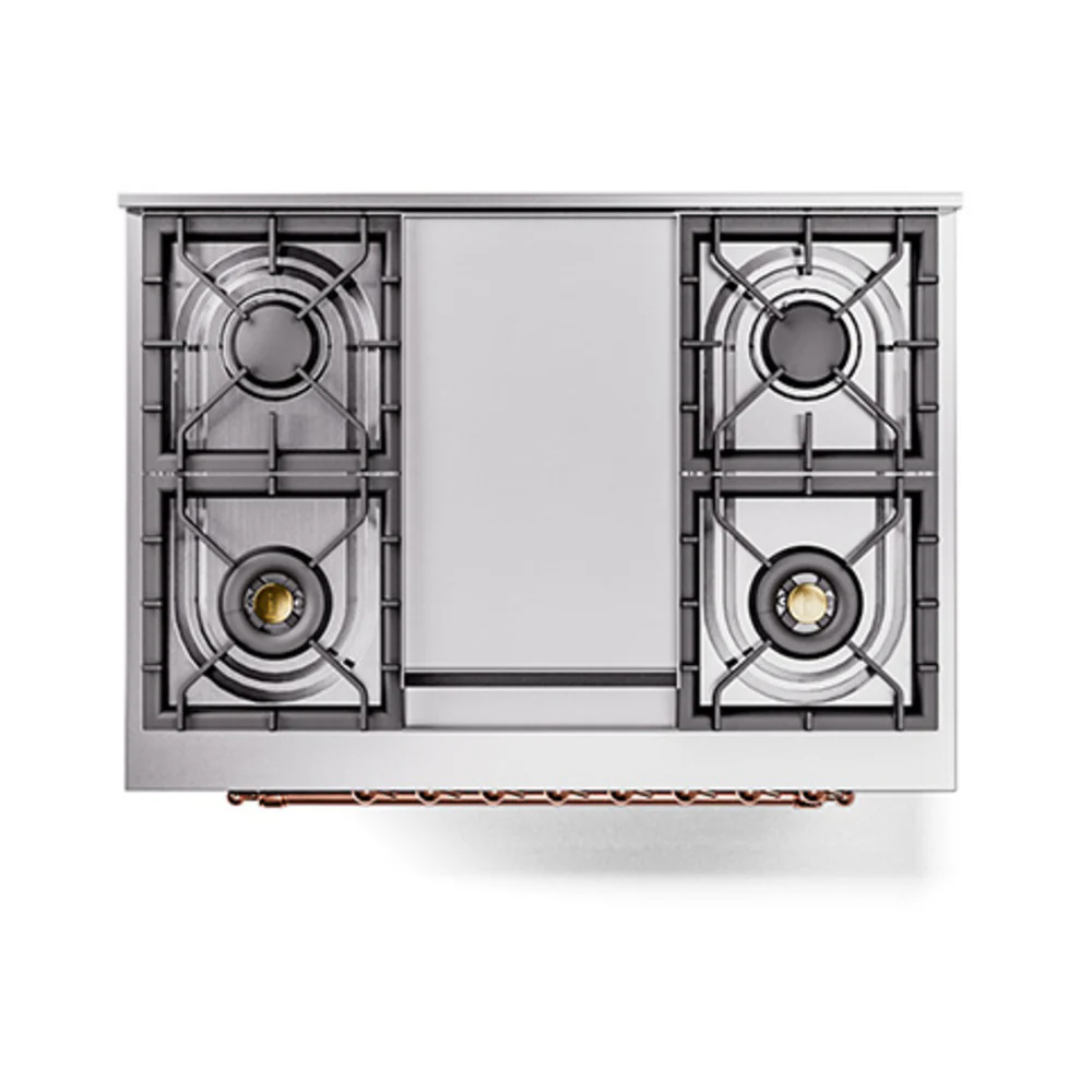 ILVE Nostalgie II Noblesse 36-Inch Natural Gas Dual Fuel Range and Triple Glass Door in Emerald Green with Copper Trim (UN36FNMPEGP) - Image 4
