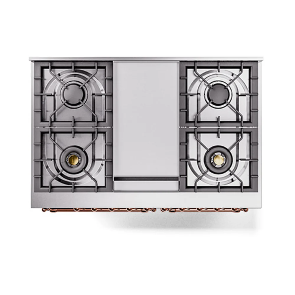 ILVE Nostalgie II Noblesse 36-Inch Natural Gas Dual Fuel Range and Triple Glass Door in Midnight Blue with Copper Trim (UN36FNMPMBP) - Image 4