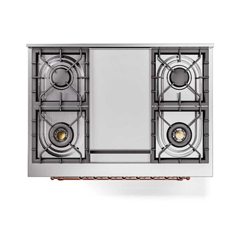 ILVE Nostalgie II Noblesse 36-Inch Natural Gas Dual Fuel Range and Triple Glass Door in White with Copper Trim (UN36FNMPWHP) - Image 4