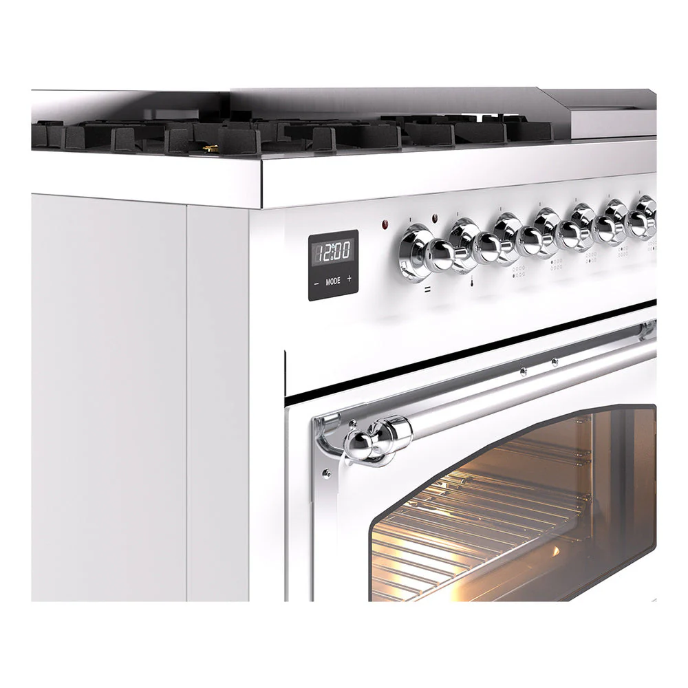 ILVE Nostalgie II Noblesse 48-Inch Freestanding Natural Gas Dual Fuel Range in Custom RAL with Chrome Trim (UN48FNMPRAC) - Image 3
