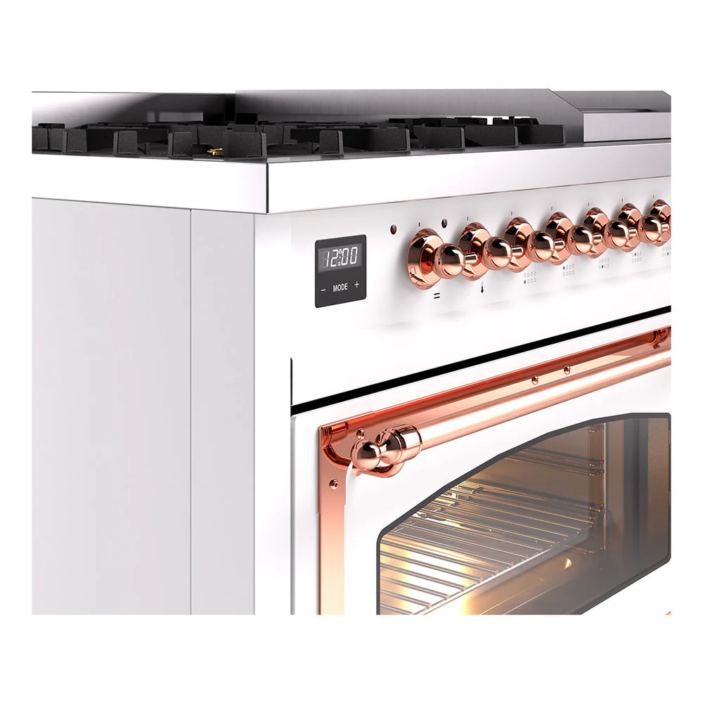 ILVE Nostalgie II Noblesse 48-Inch Freestanding Natural Gas Dual Fuel Range in Custom RAL with Copper Trim (UN48FNMPRAP) - Image 3