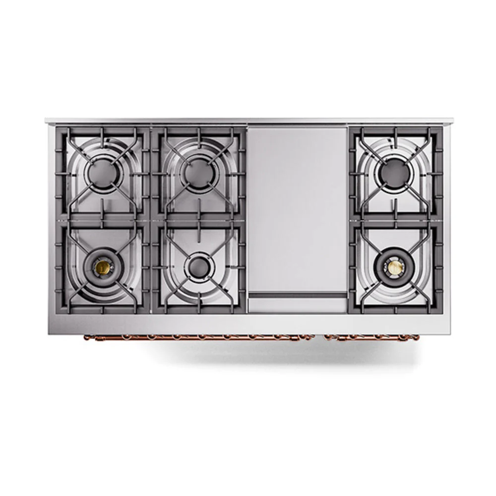 ILVE Nostalgie II Noblesse 48-Inch Freestanding Natural Gas Dual Fuel Range in Emerald Green with Copper Trim (UN48FNMPEGP) - Image 4