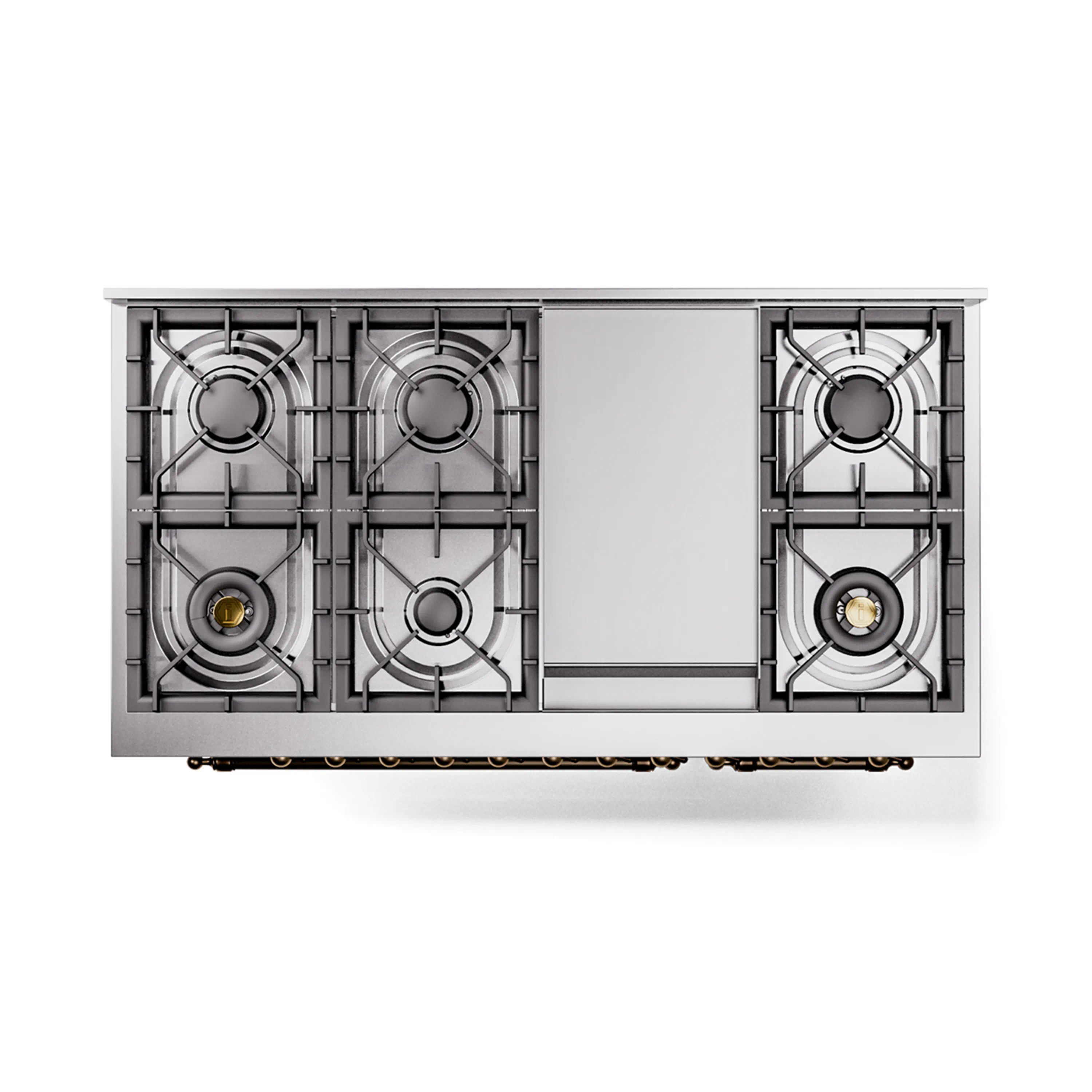 ILVE Nostalgie II Noblesse 48-Inch Freestanding Natural Gas Dual Fuel Range in Stainless Steel with Bronze Trim (UN48FNMPSSB) - Image 4