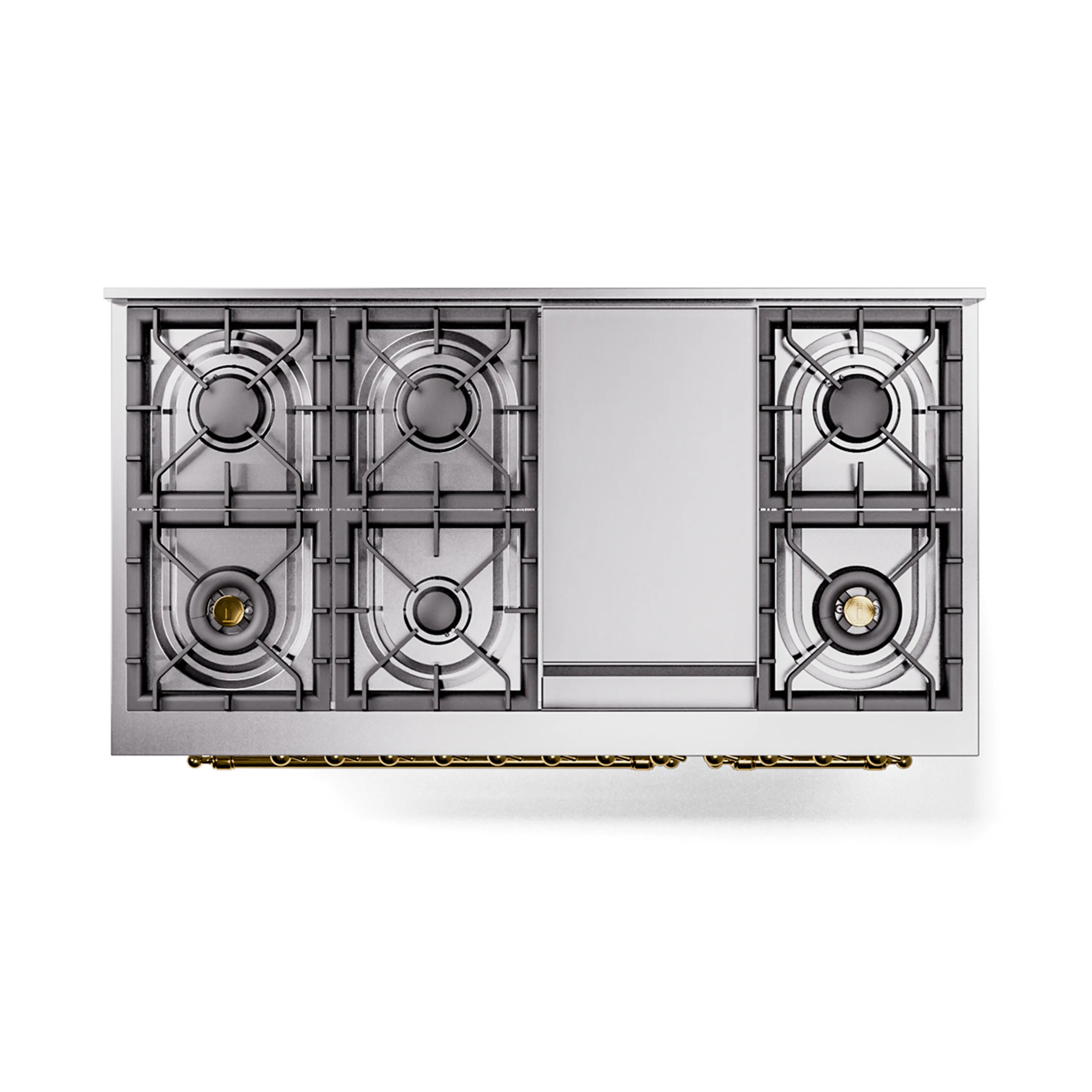 ILVE Nostalgie II Noblesse 48-Inch Freestanding Natural Gas Dual Fuel Range in White with Brass Trim (UN48FNMPWHG) - Image 5