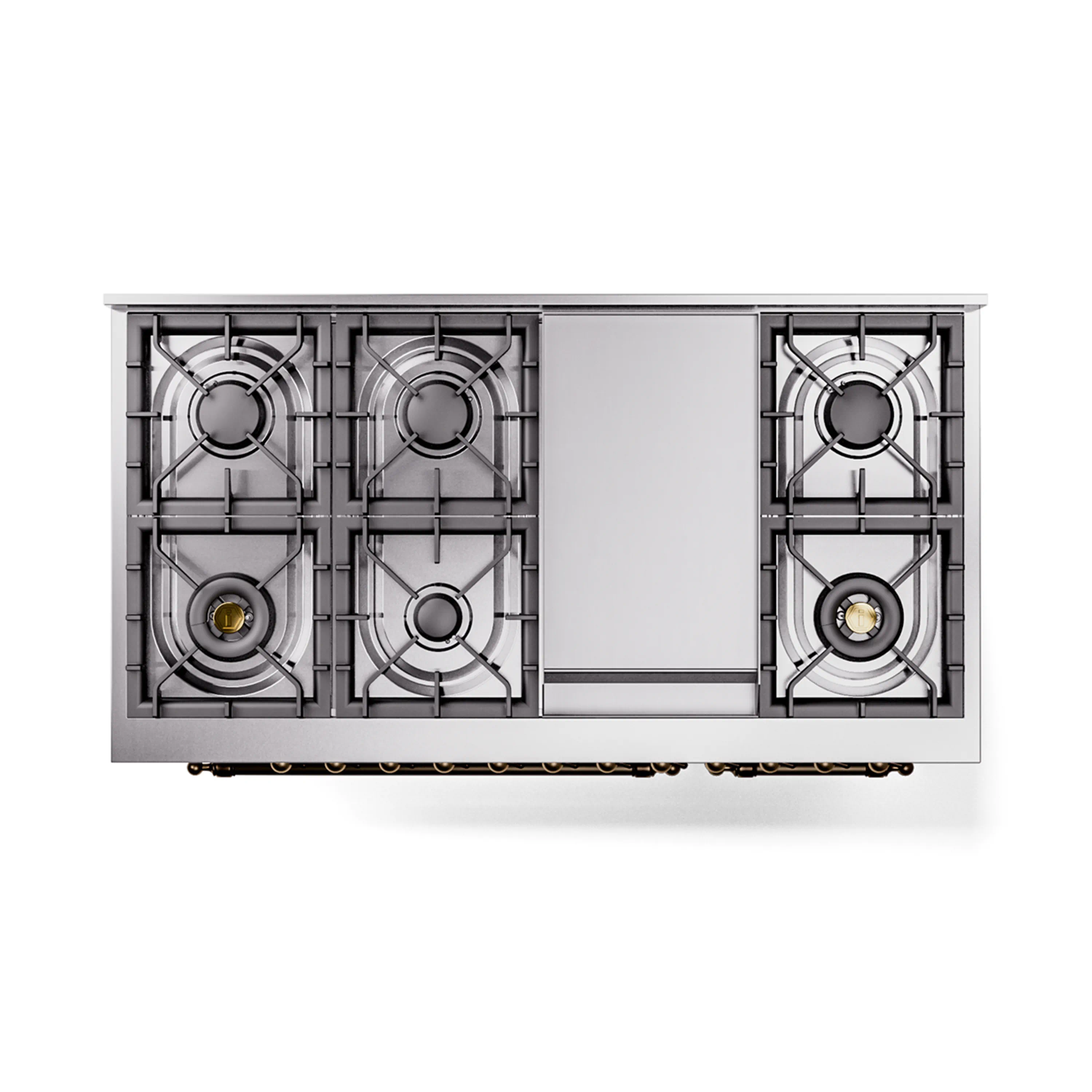 ILVE Nostalgie II Noblesse 48-Inch Freestanding Natural Gas Dual Fuel Range in White with Bronze Trim (UN48FNMPWHB) - Image 4