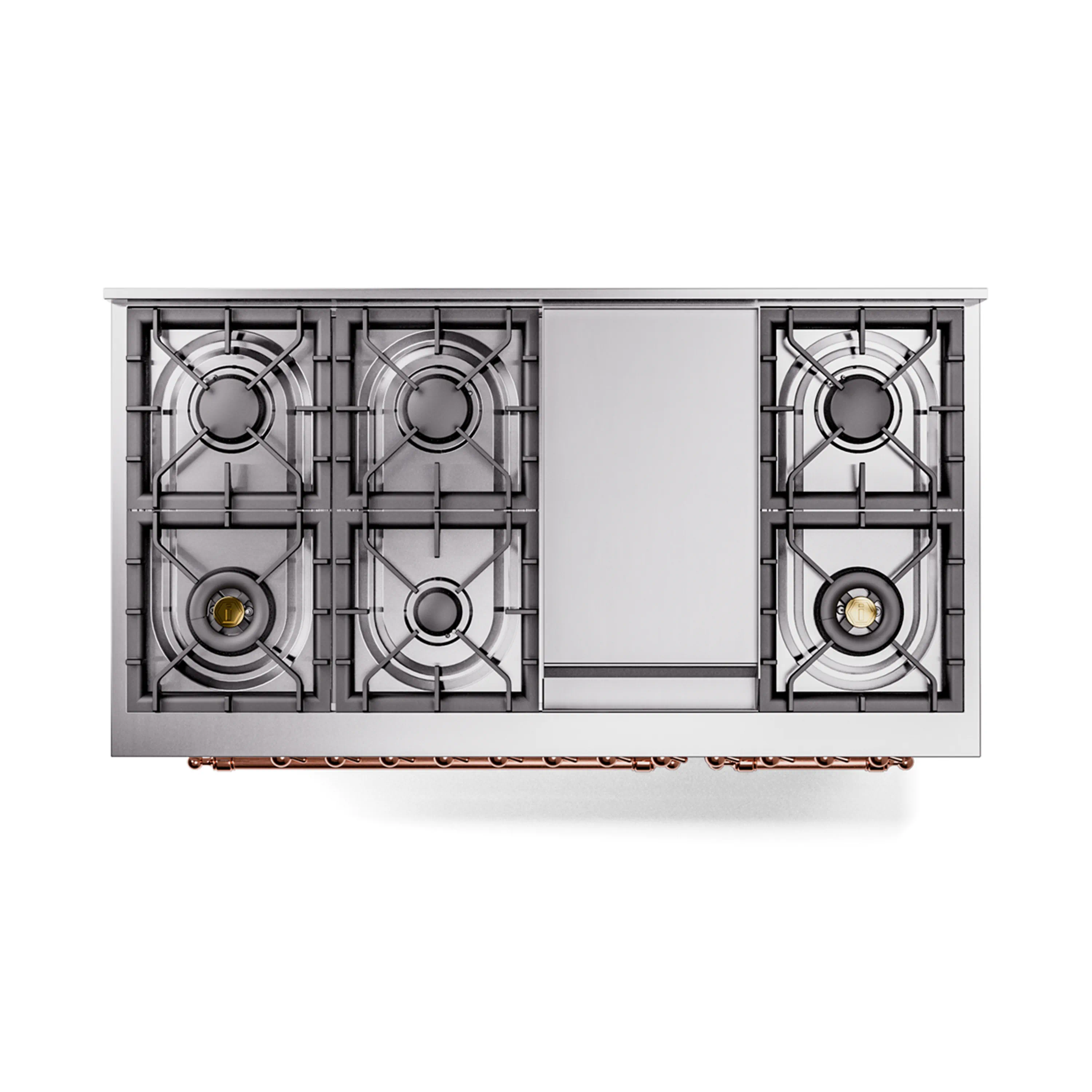 ILVE Nostalgie II Noblesse 48-Inch Freestanding Natural Gas Dual Fuel Range in White with Copper Trim (UN48FNMPWHP) - Image 9