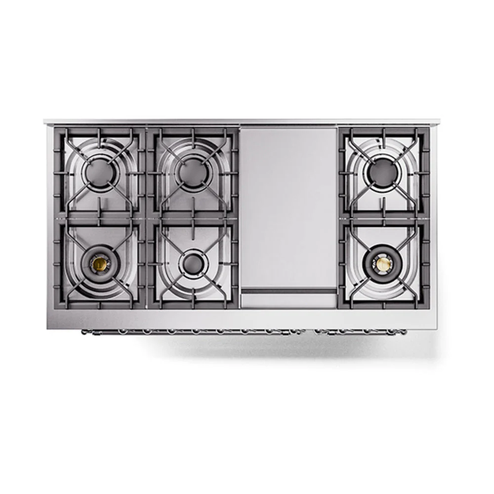 ILVE Nostalgie II Noblesse 48-Inch Freestanding Natural Gas Dual Fuel Range with Solid Door Oven in Emerald Green with Chrome Trim (UN48FQNMPEGC) - Image 3