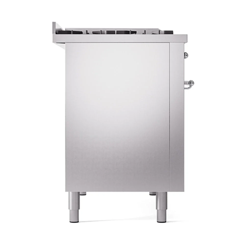 ILVE Nostalgie II Noblesse 48-Inch Freestanding Natural Gas Dual Fuel Range with Solid Door Oven in Stainless Steel with Bronze Trim (UN48FQNMPSSB) - Image 4