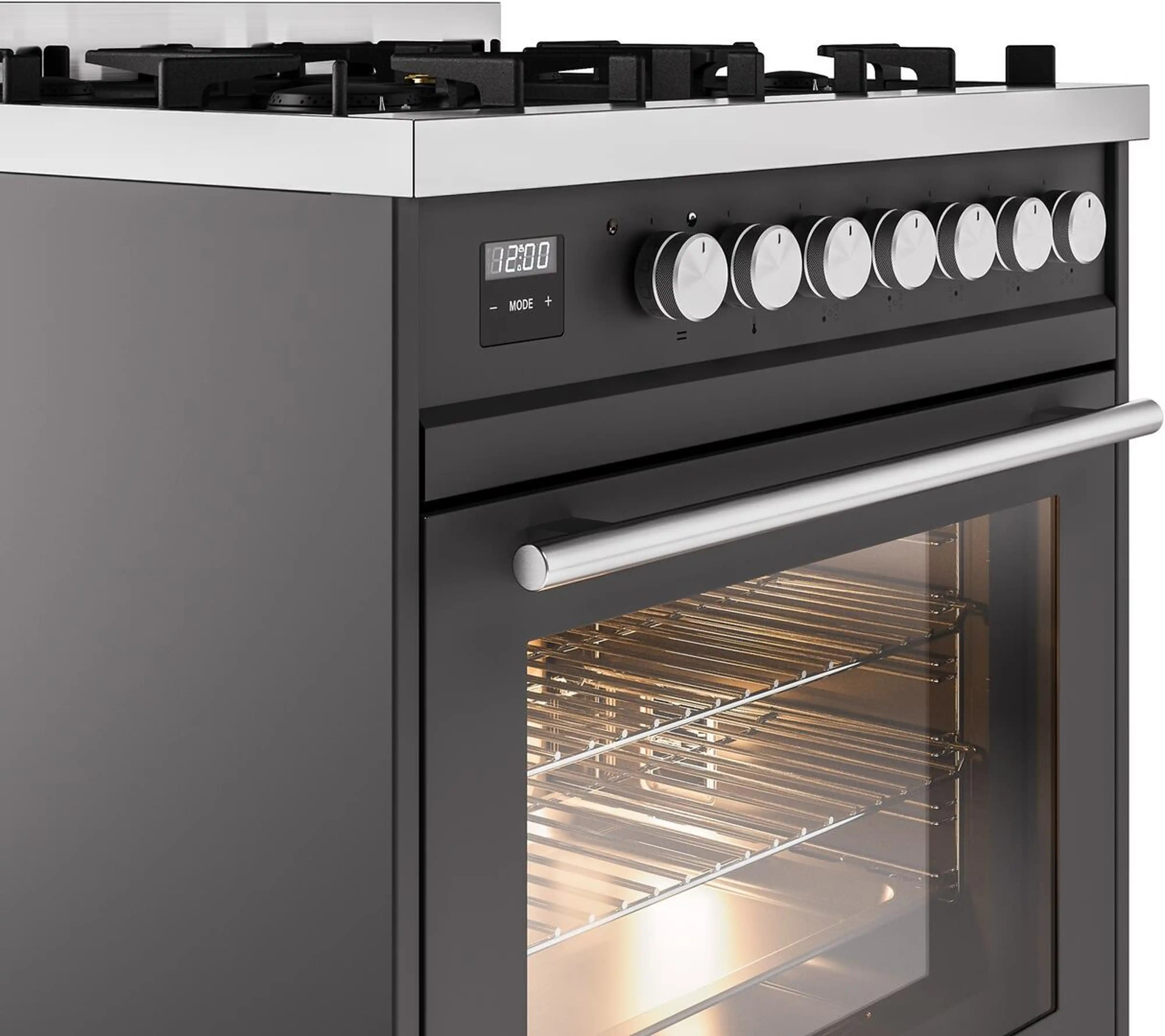 ILVE Professional Plus II 30-Inch Freestanding Natural Gas Dual Fuel Range with 5 Sealed Burners in Matte Graphite (UP30WMPMG) - Image 5