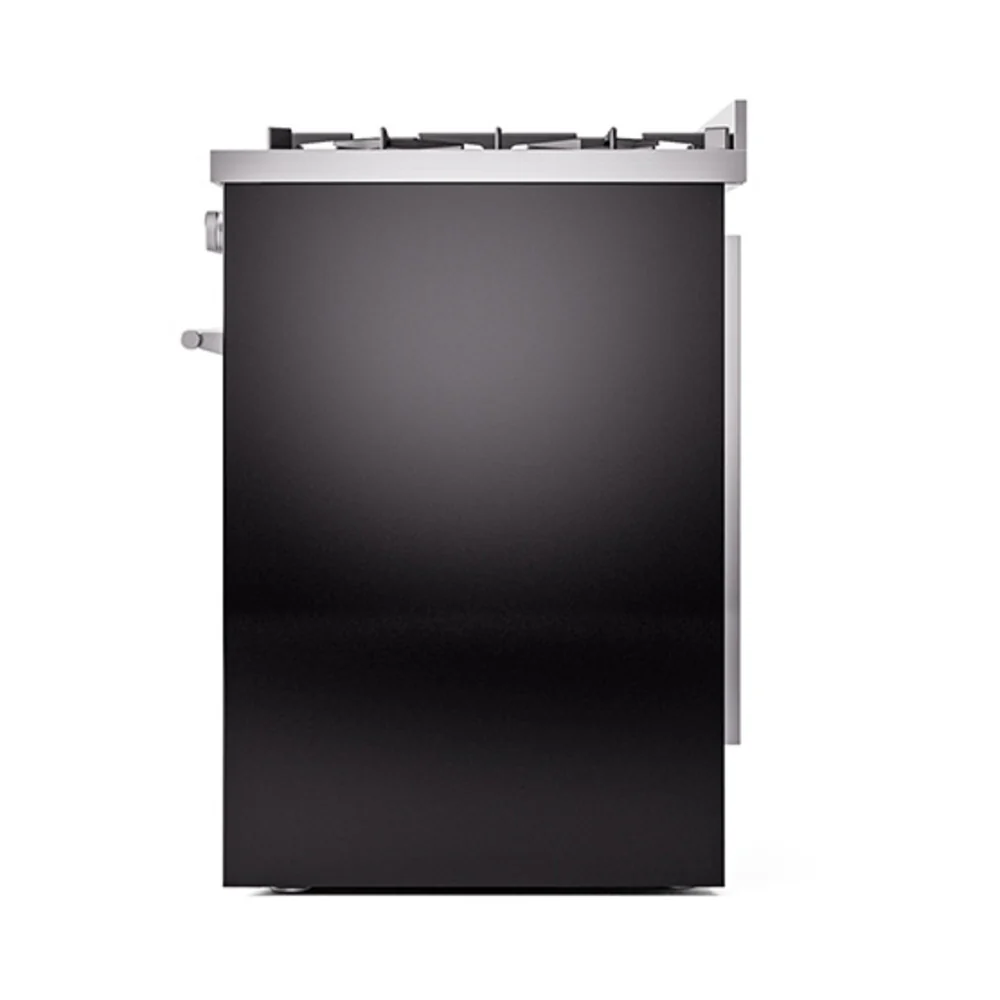 ILVE Professional Plus II 30-Inch Natural Gas Dual Fuel Range with Solid Door in Glossy Black (UP30QMPBK) - Image 5