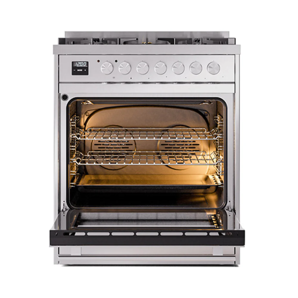ILVE Professional Plus II 30-Inch Natural Gas Dual Fuel Range with Solid Door in Stainless Steel (UP30QMPSS) - Image 2