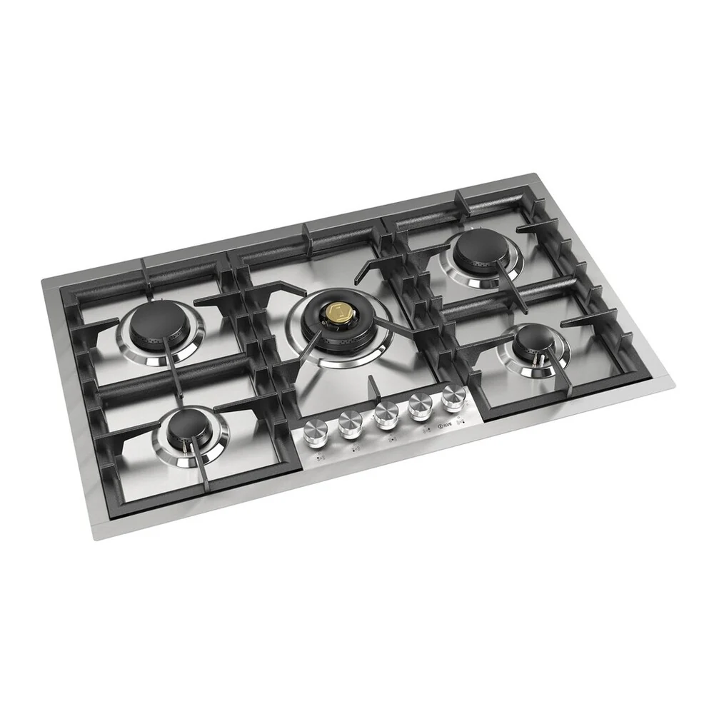 ILVE Professional Plus II 36-Inch Built-In Natural Gas Cooktop with Total Black Brass Burners in Stainless Steel (UHCPT95SS) - Image 2