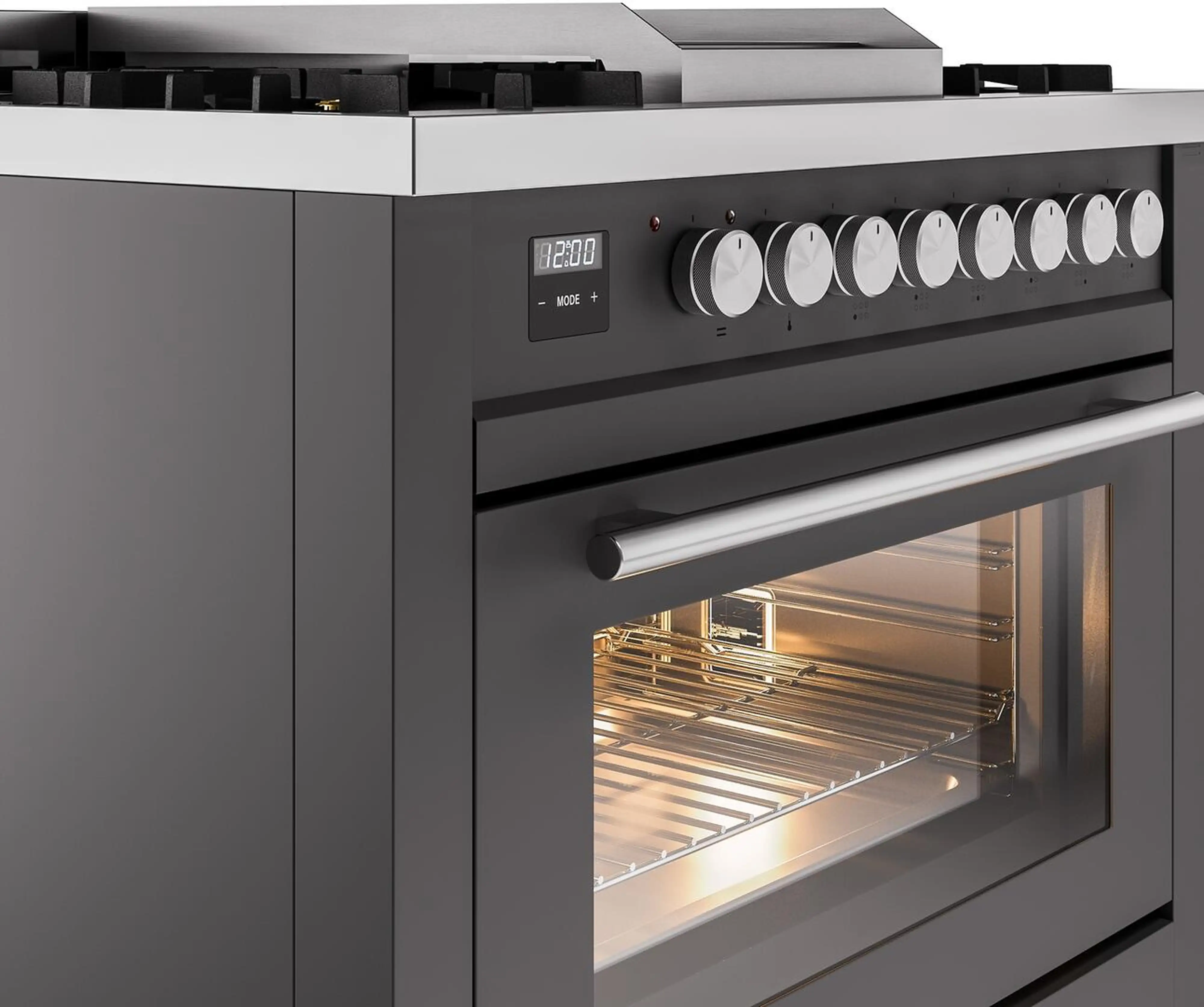ILVE Professional Plus II 36-Inch Freestanding Natural Gas Dual Fuel Range with 6 Sealed Burner in Matte Graphite (UP36FWMPMG) - Image 5