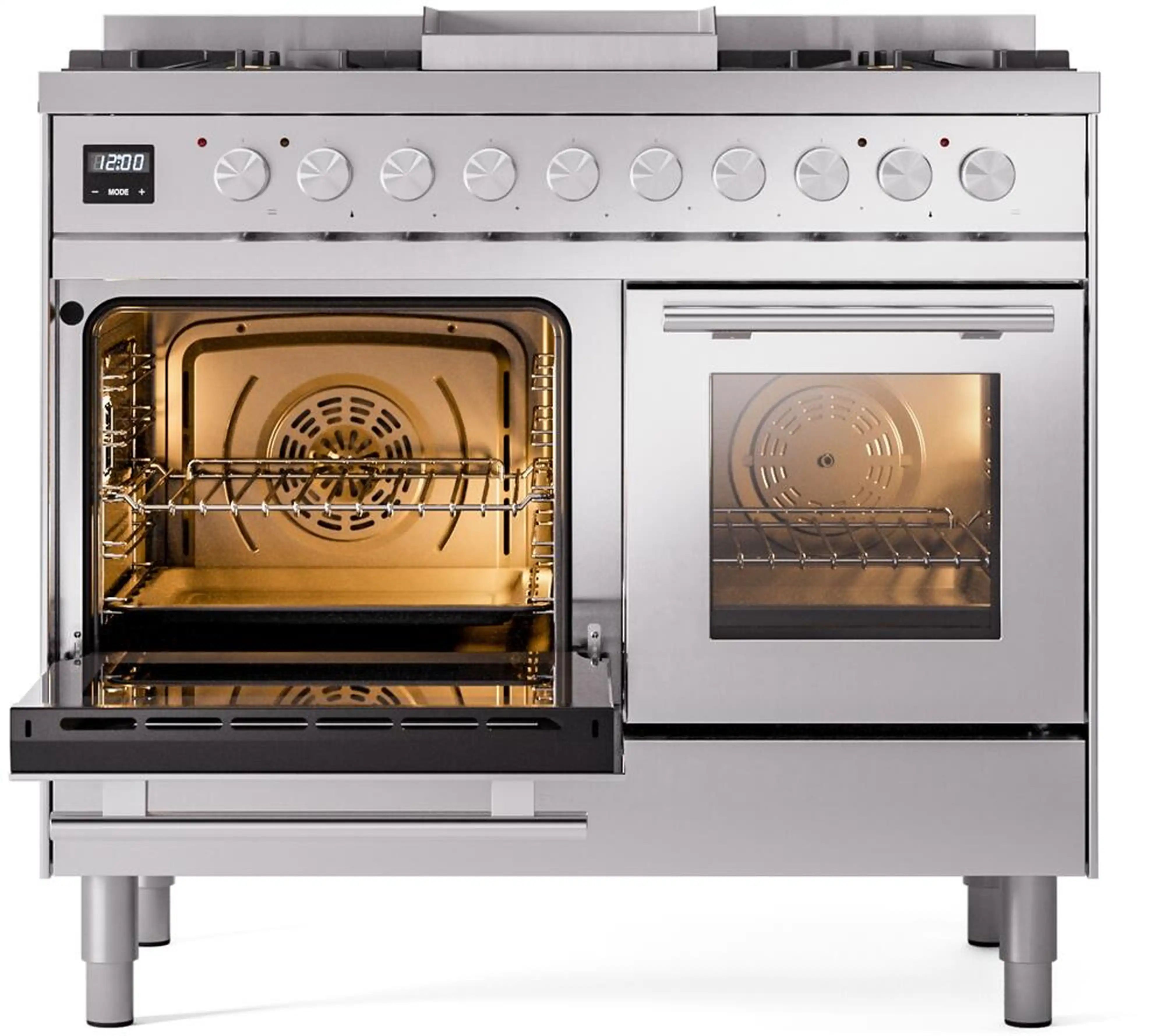 ILVE Professional Plus II 40-Inch Freestanding Natural Gas Dual Fuel Range with 6 Sealed Burner in Stainless Steel (UPD40FWMPSS) - Image 13