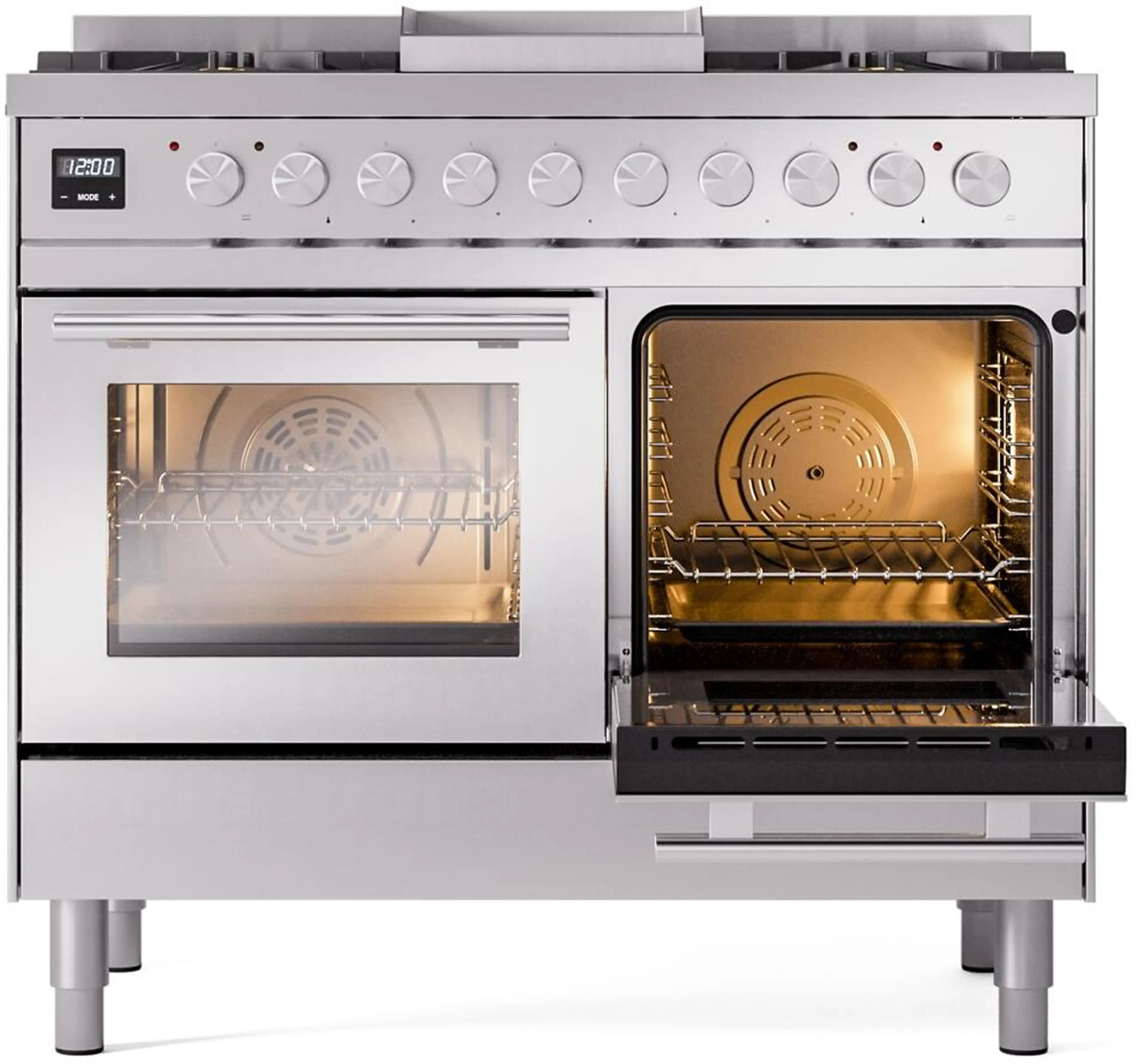 ILVE Professional Plus II 40-Inch Freestanding Natural Gas Dual Fuel Range with 6 Sealed Burner in Stainless Steel (UPD40FWMPSS) - Image 14