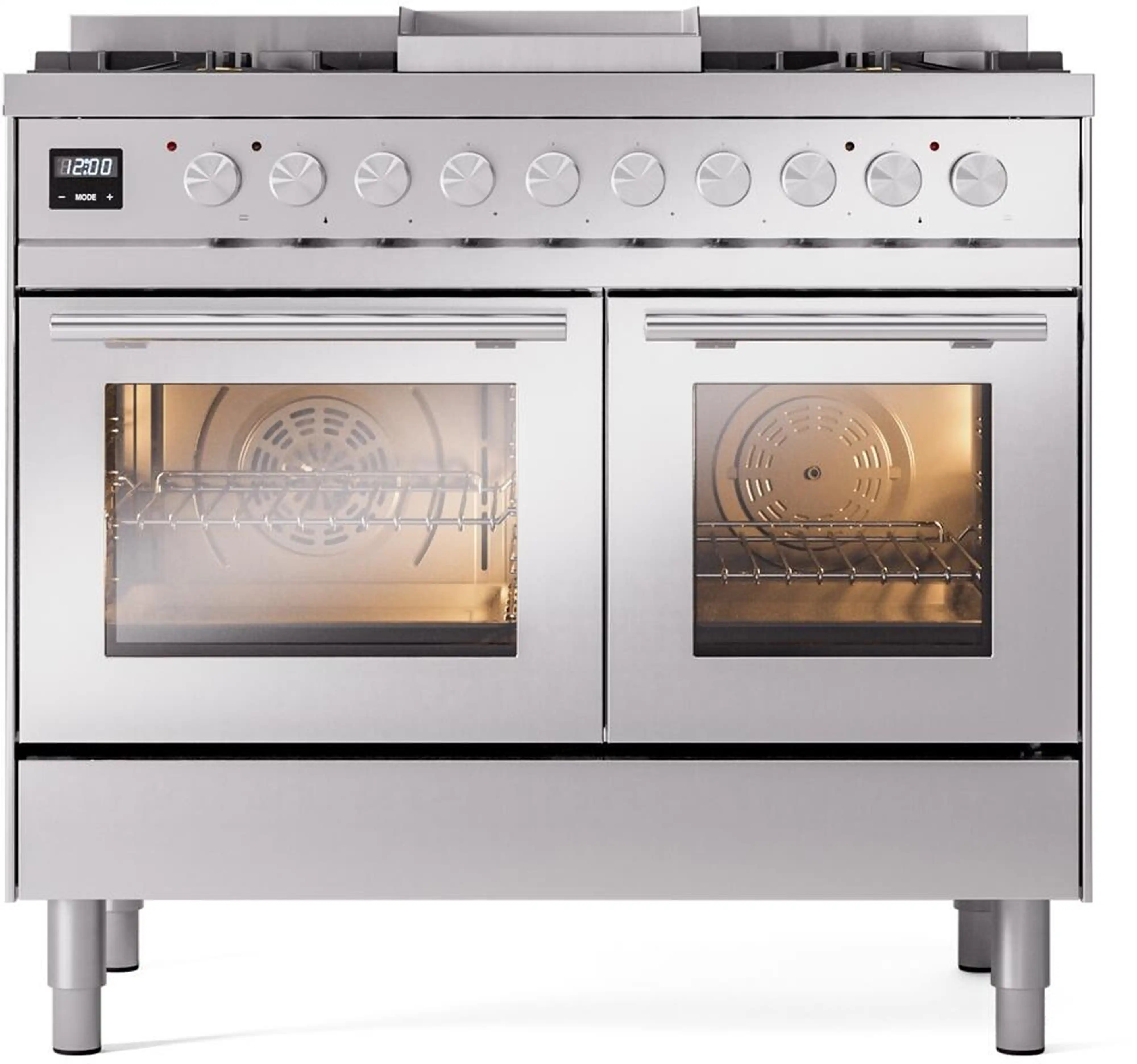 ILVE Professional Plus II 40-Inch Freestanding Natural Gas Dual Fuel Range with 6 Sealed Burner in Stainless Steel (UPD40FWMPSS) - Image 2