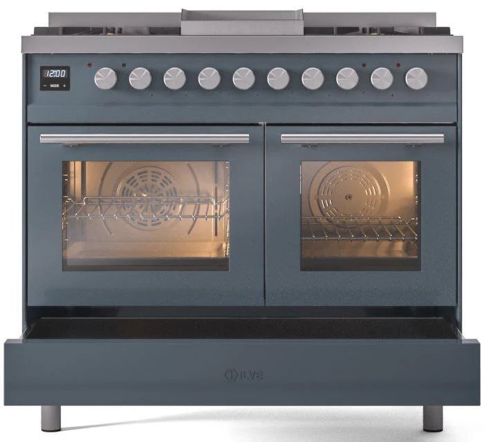 ILVE Professional Plus II 40-Inch Freestanding Propane Gas Dual Fuel Range with 6 Sealed Burner in Blue Grey (UPD40FWMPBGLP) - Image 6