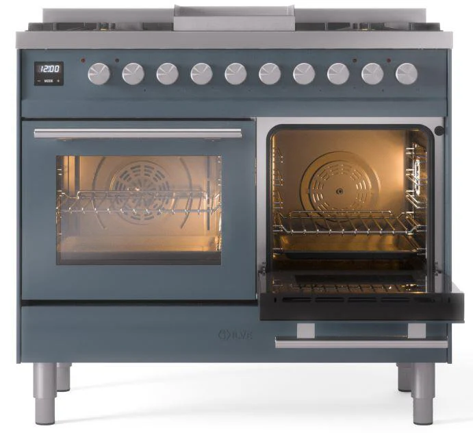 ILVE Professional Plus II 40-Inch Freestanding Propane Gas Dual Fuel Range with 6 Sealed Burner in Blue Grey (UPD40FWMPBGLP) - Image 7