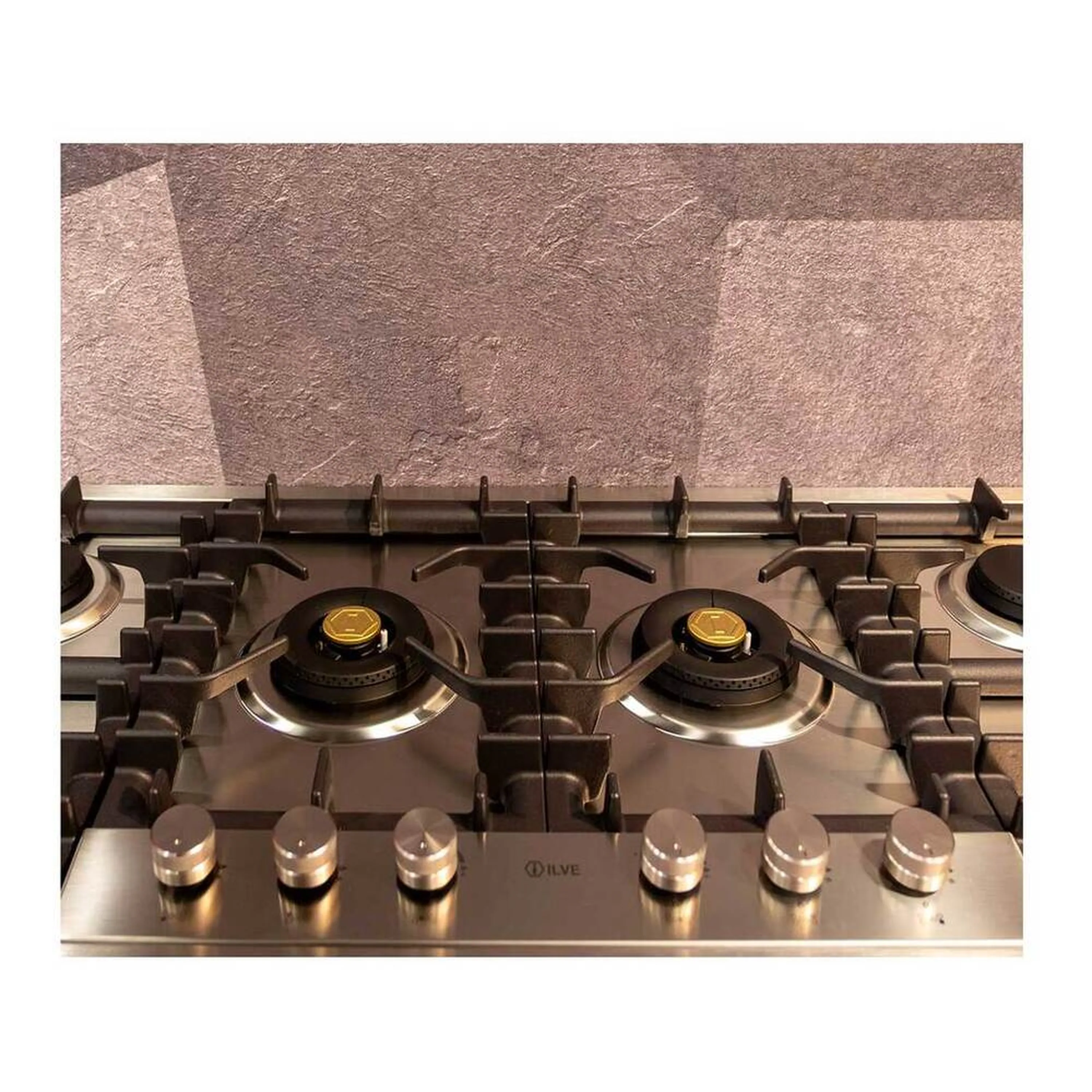ILVE Professional Plus II 48-Inch Built-In Propane Gas Cooktop with Total Black Brass Burners in Stainless Steel (UHCPT125FSS) - Image 10