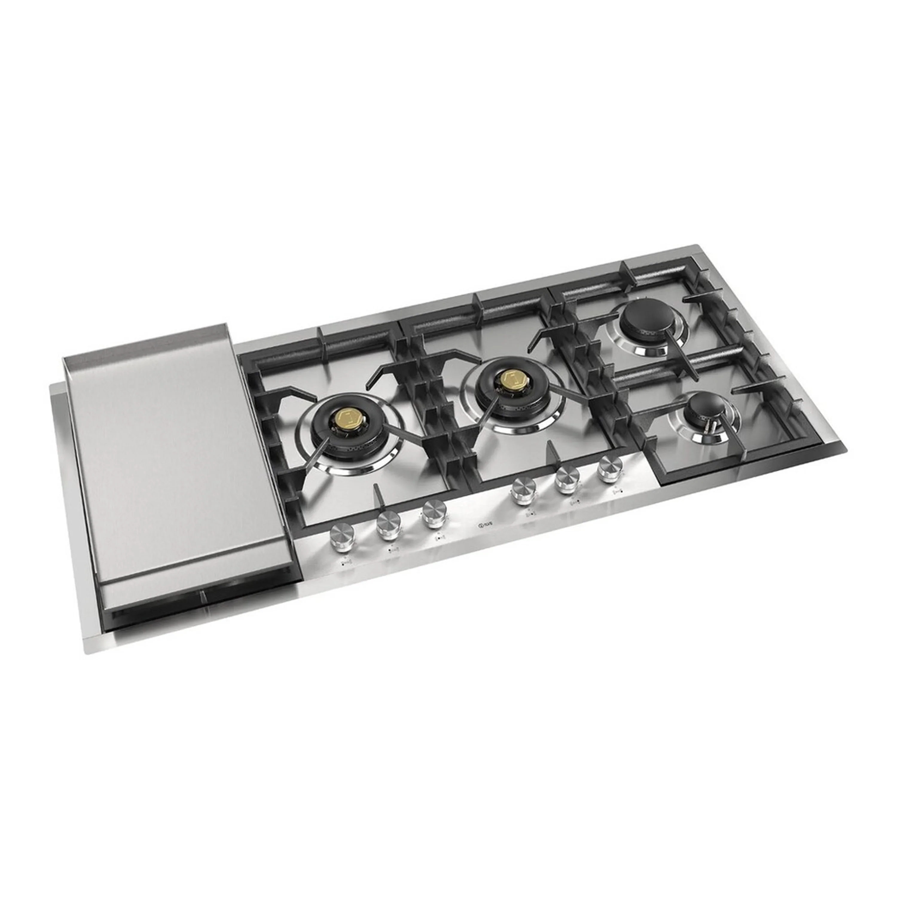 ILVE Professional Plus II 48-Inch Built-In Propane Gas Cooktop with Total Black Brass Burners in Stainless Steel (UHCPT125FSS) - Image 3