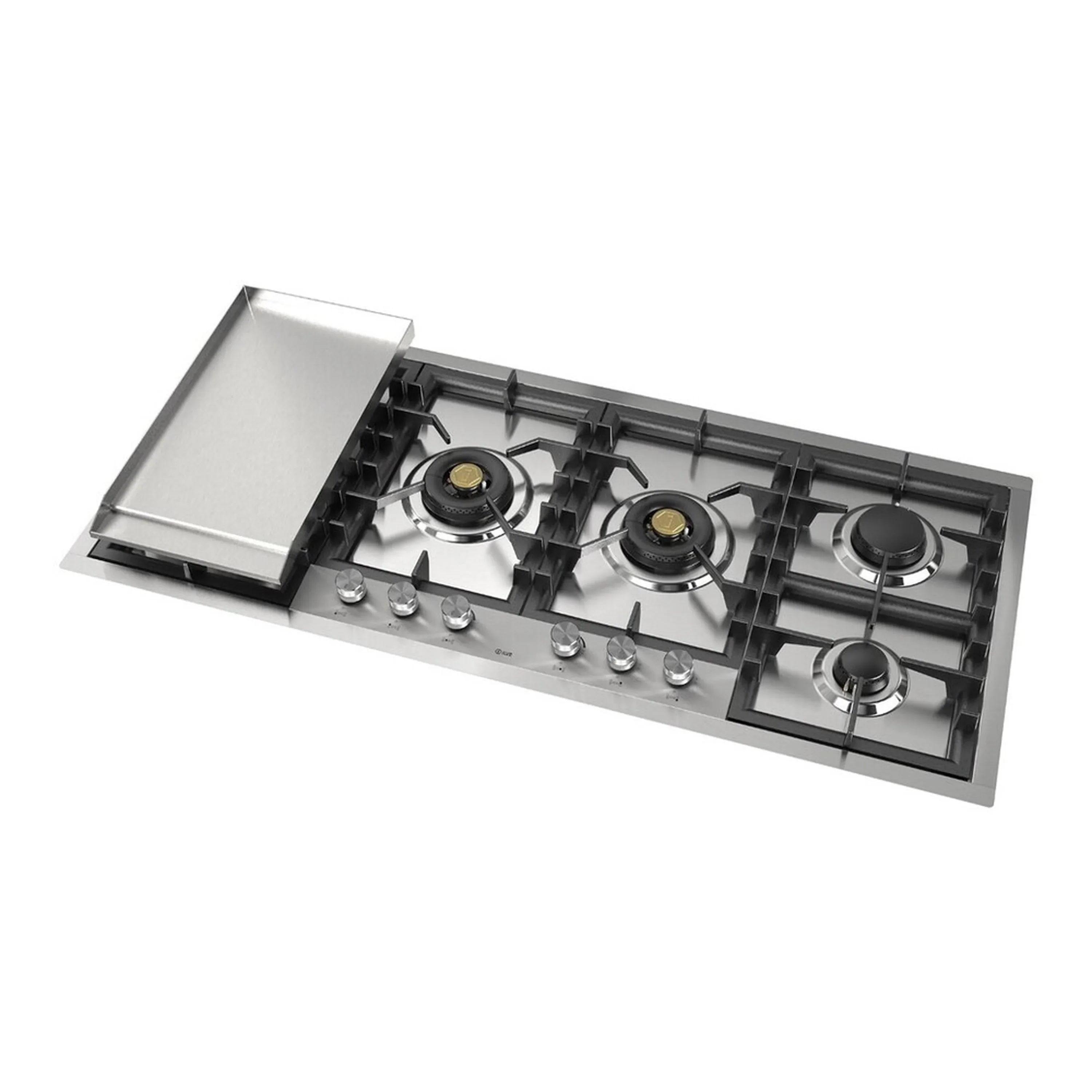 ILVE Professional Plus II 48-Inch Built-In Propane Gas Cooktop with Total Black Brass Burners in Stainless Steel (UHCPT125FSS) - Image 4