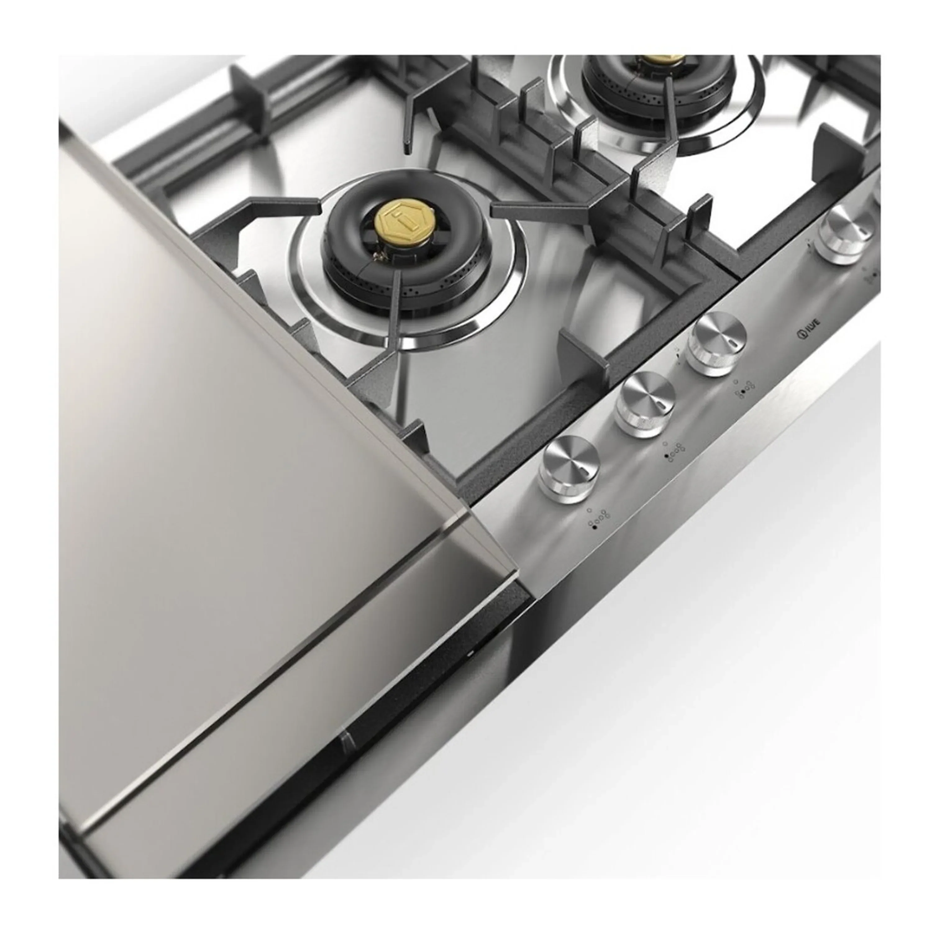 ILVE Professional Plus II 48-Inch Built-In Propane Gas Cooktop with Total Black Brass Burners in Stainless Steel (UHCPT125FSS) - Image 5