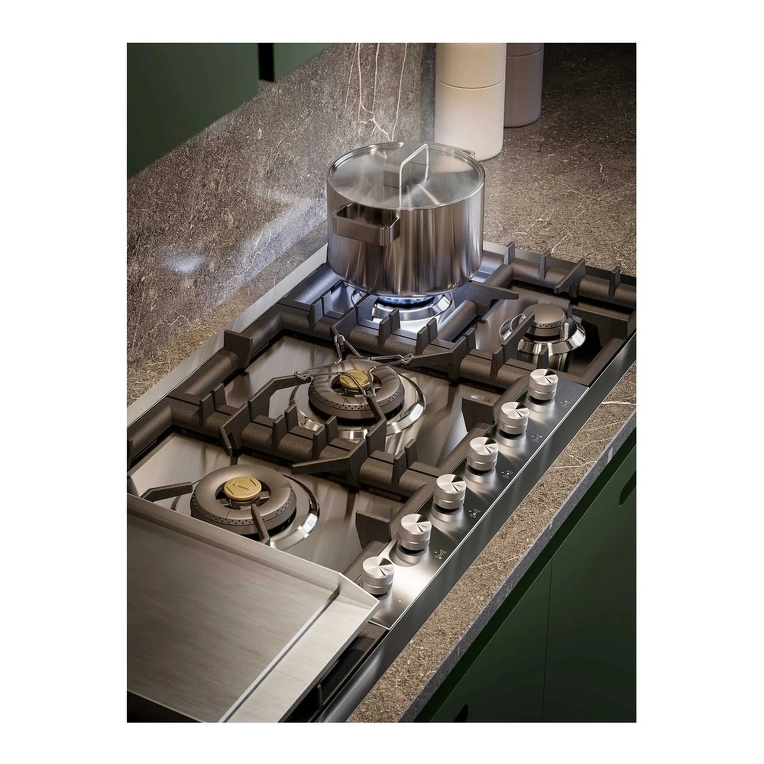 ILVE Professional Plus II 48-Inch Built-In Propane Gas Cooktop with Total Black Brass Burners in Stainless Steel (UHCPT125FSS) - Image 9