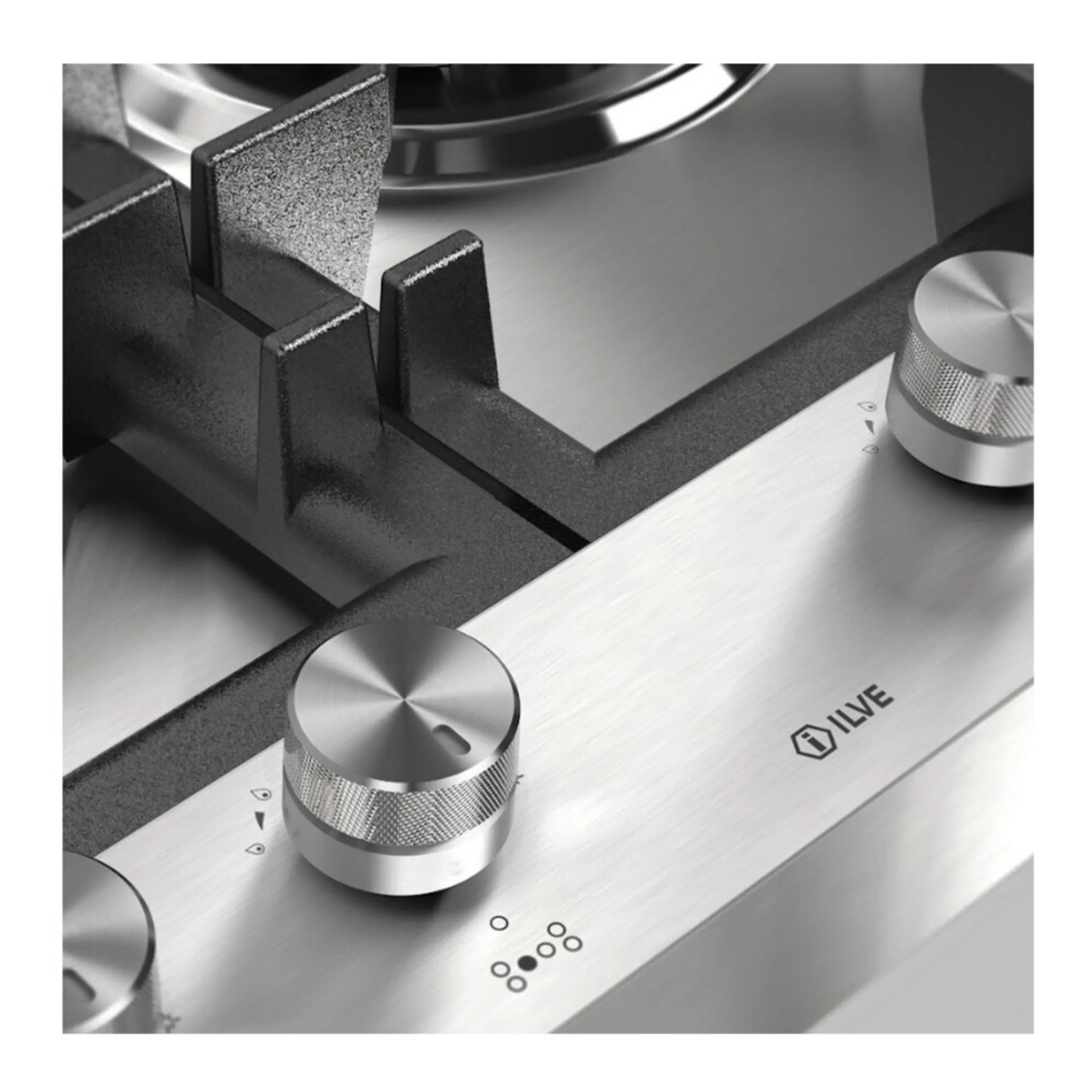 ILVE Professional Plus II 48-Inch Built-In Natural Gas Cooktop with Total Black Brass Burners in Stainless Steel (UHCPT125SS) - Image 8